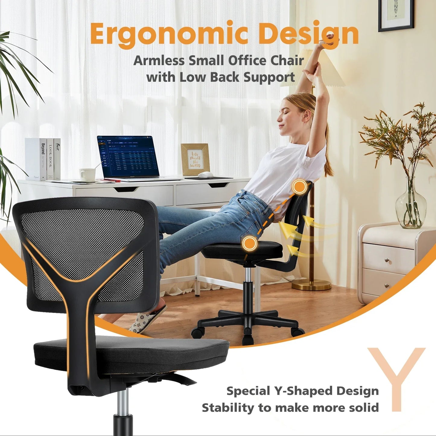 JHK Mesh Armless Office Chair