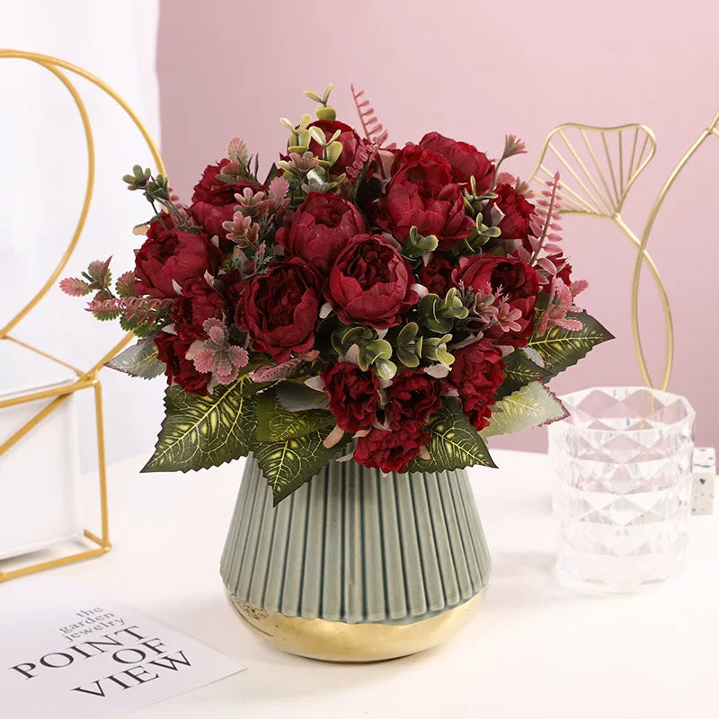 NANDI Artificial Rose Bouquet 9 Heads