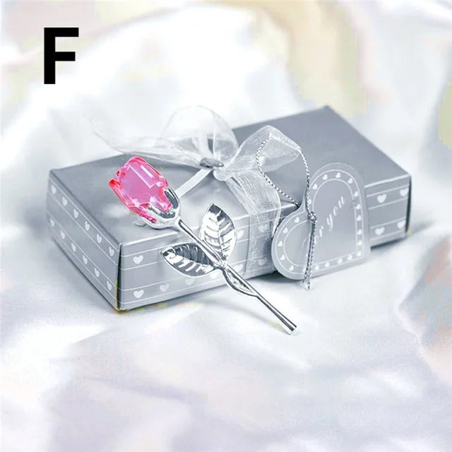 Crystal Glass Rose Figurine