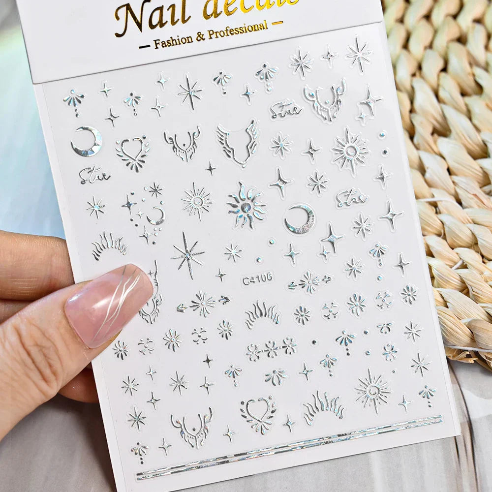 3D Metal Flame Nail Stickers