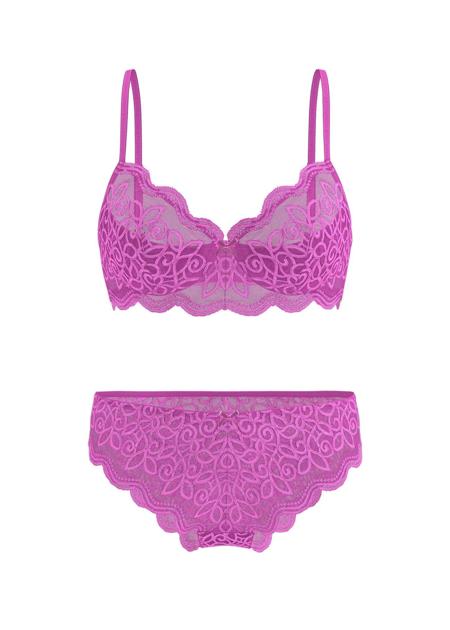 SASHA Fushia Floral Lace Bra & Plus Panty Set