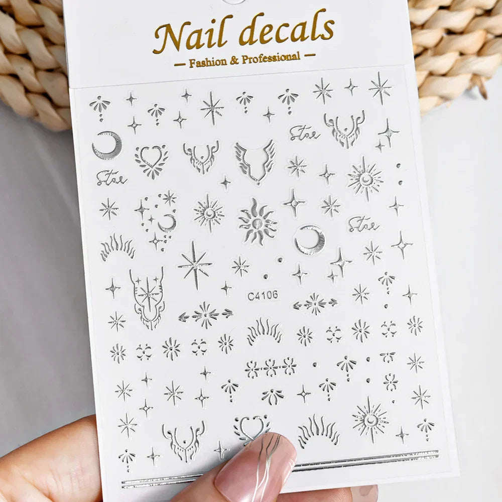 3D Metal Flame Nail Stickers
