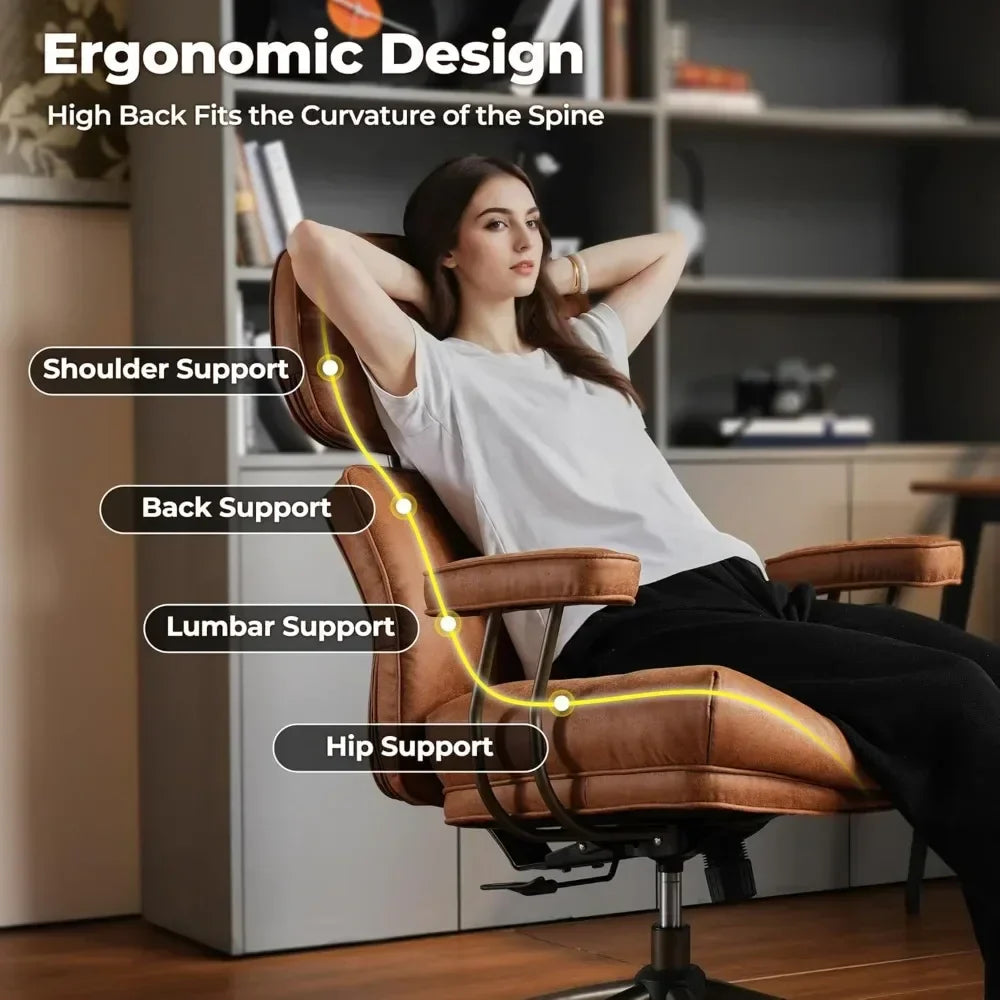 GUANGBAI Mid-Century Ergonomic Leather Chair