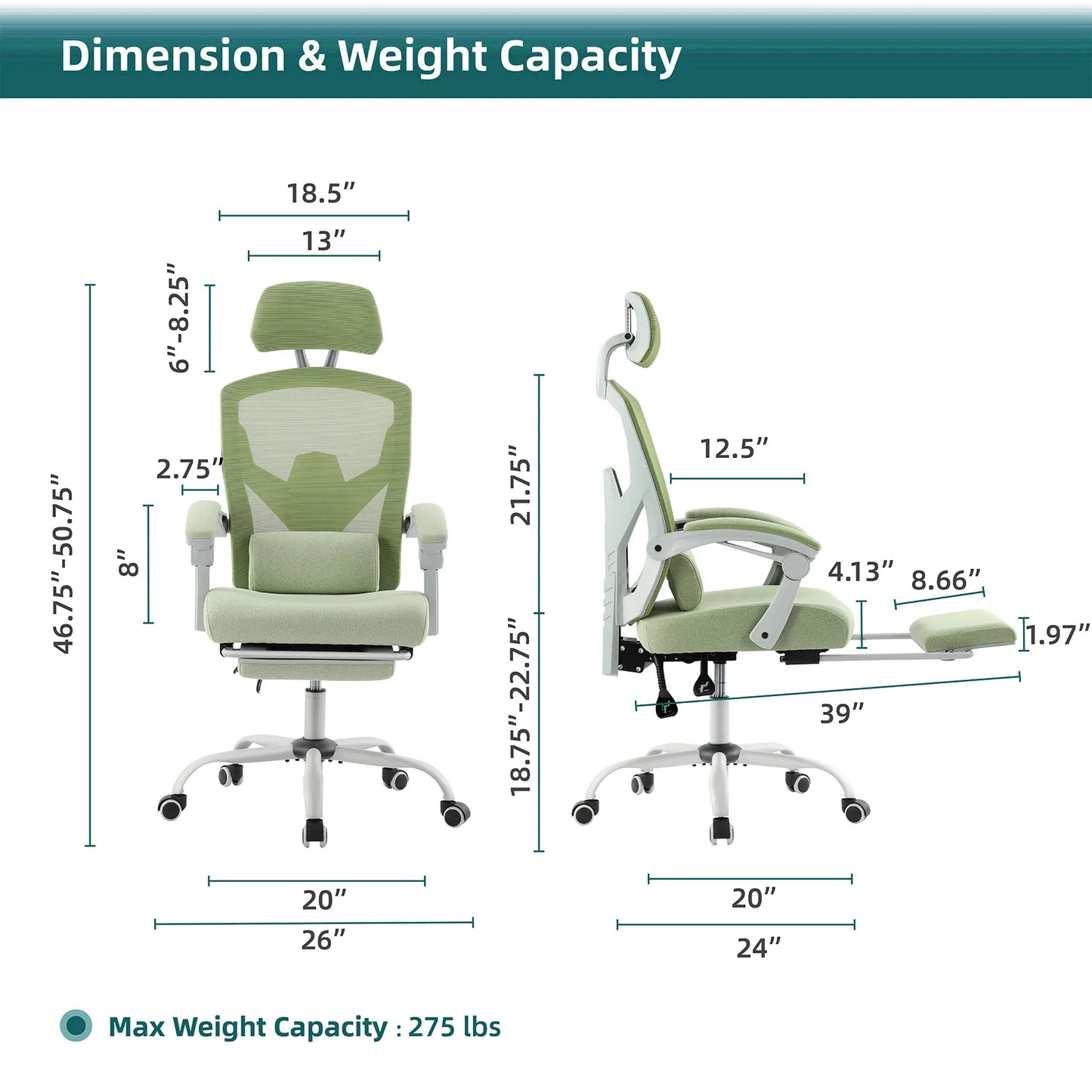 JHK High-Back Reclining Gaming Chair