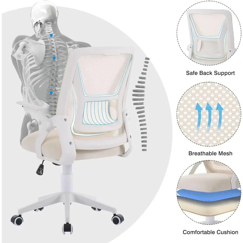 Beige Mid-Back Ergonomic Desk Chair
