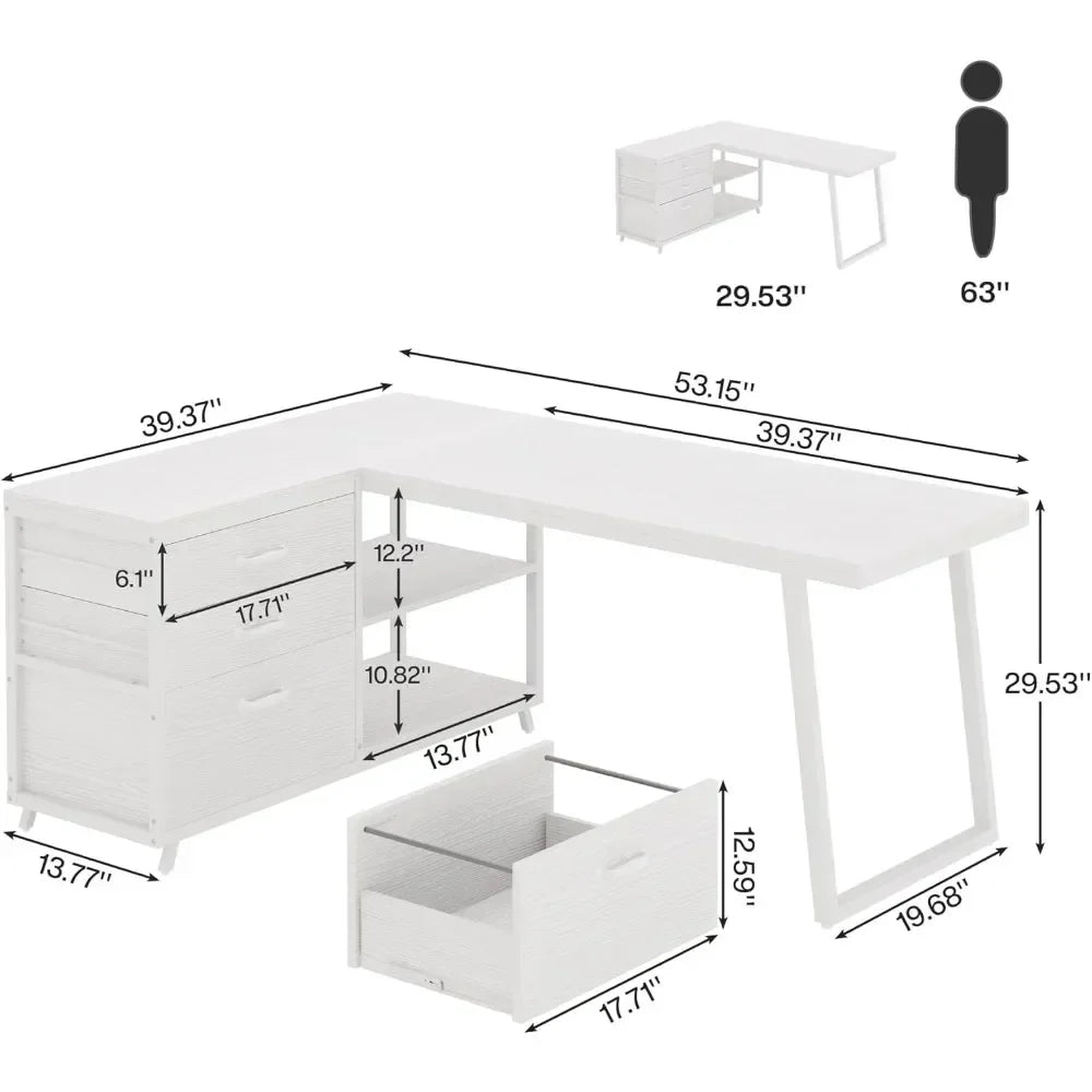 ANGDUO L-Shaped Industrial Office Desk