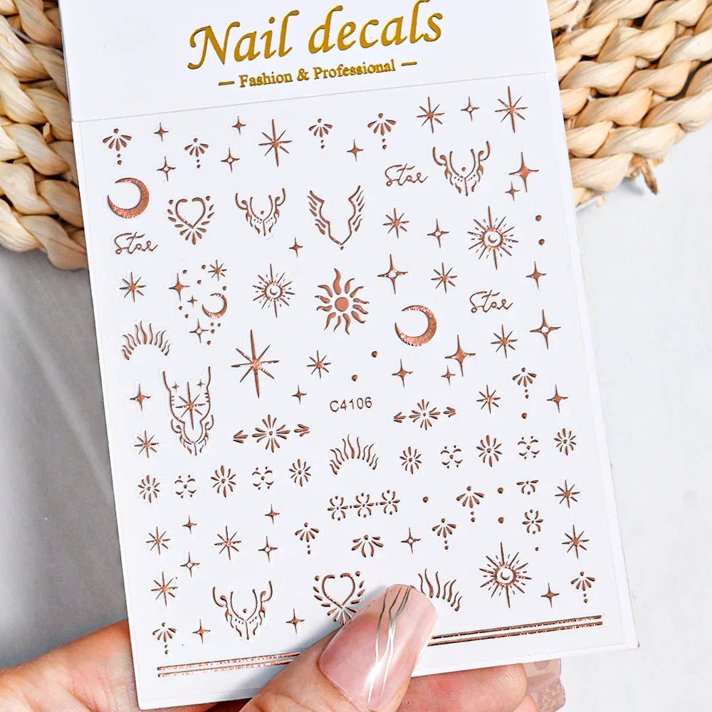 3D Metal Flame Nail Stickers