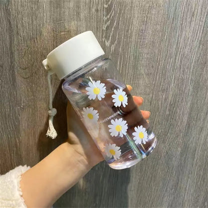 Small Daisy Transparent and Frosted Plastic Water Bottle