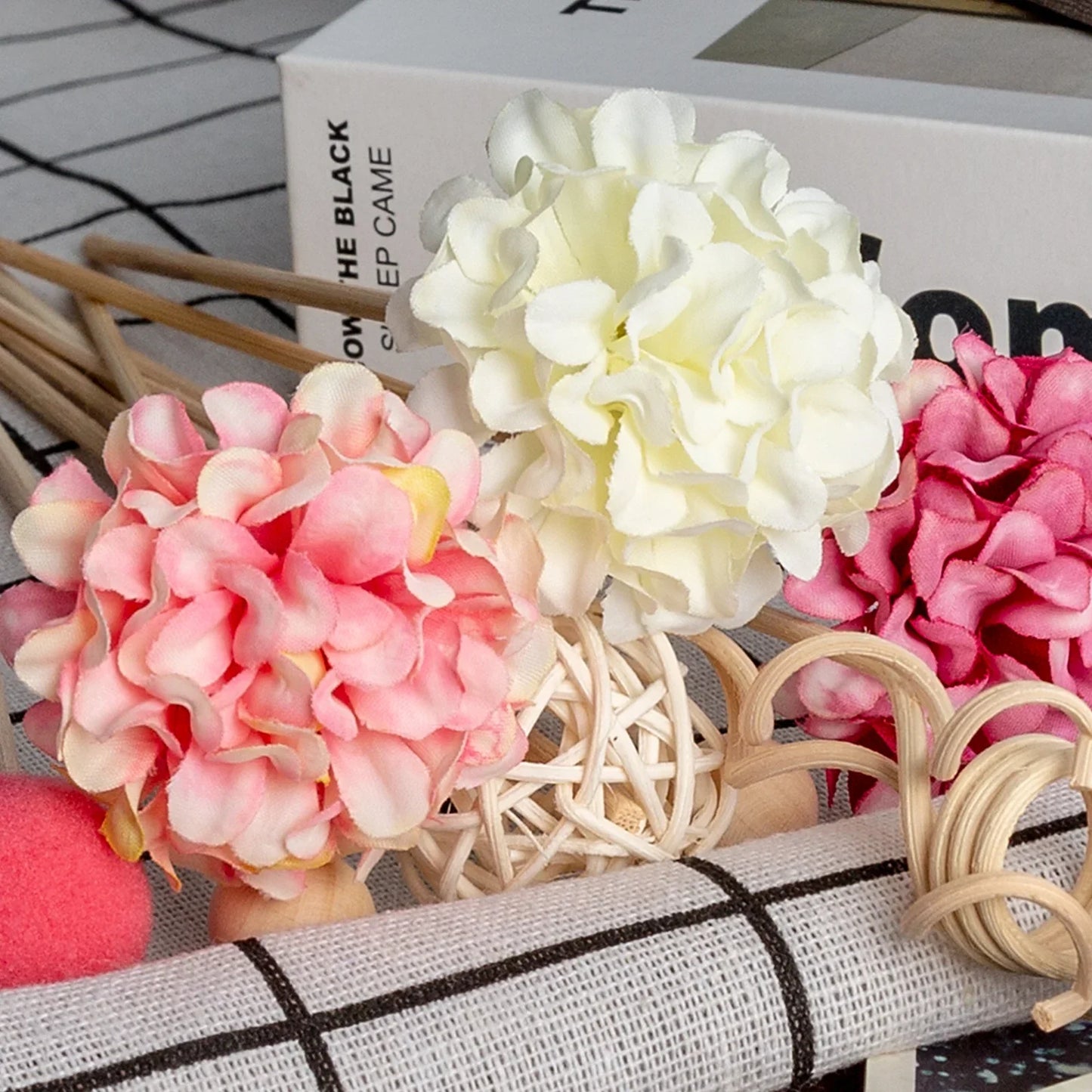 Pink Hydrangea Reed Sticks