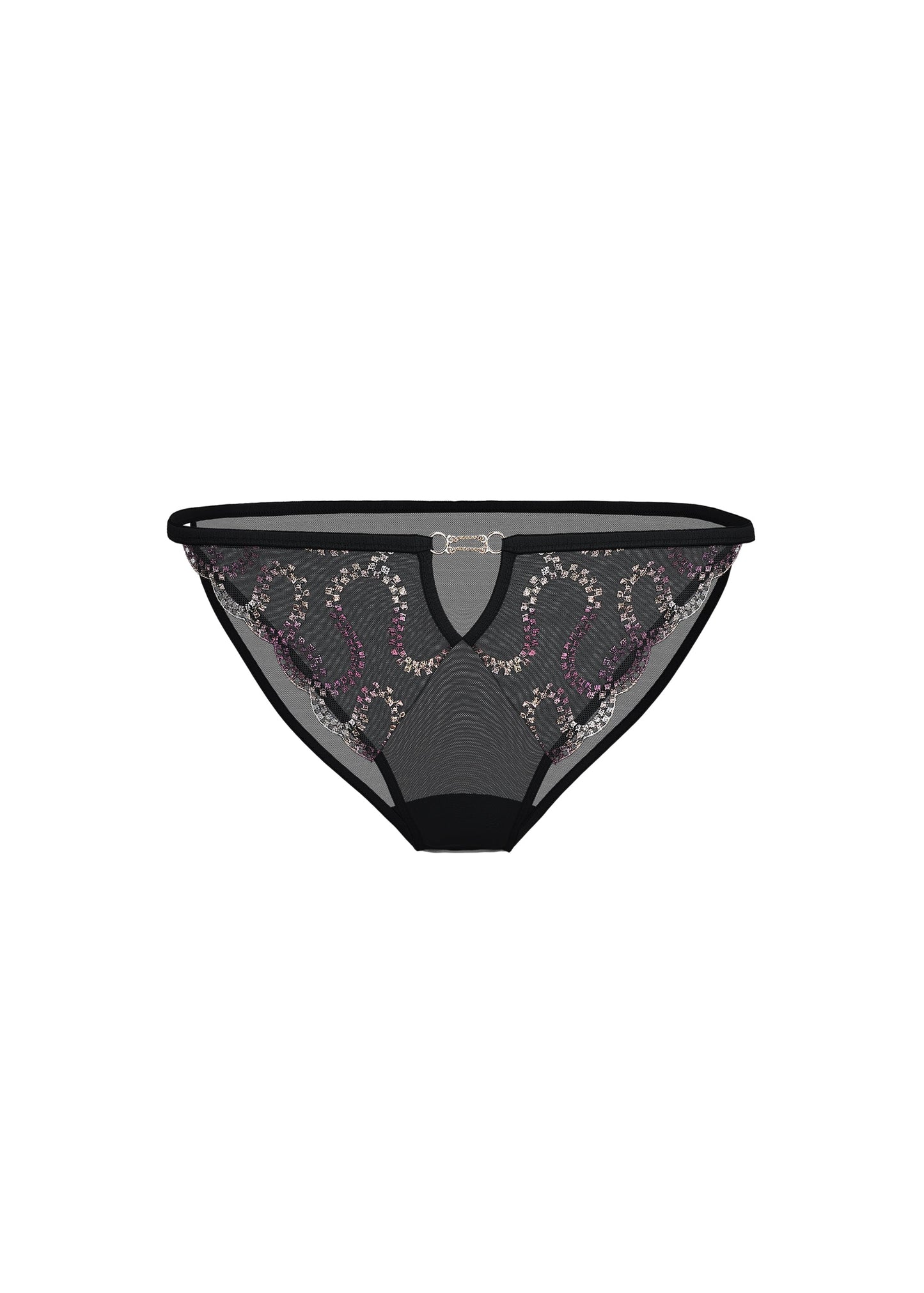 VALE Gold-Foil Embroidery Lace Hipster Panties