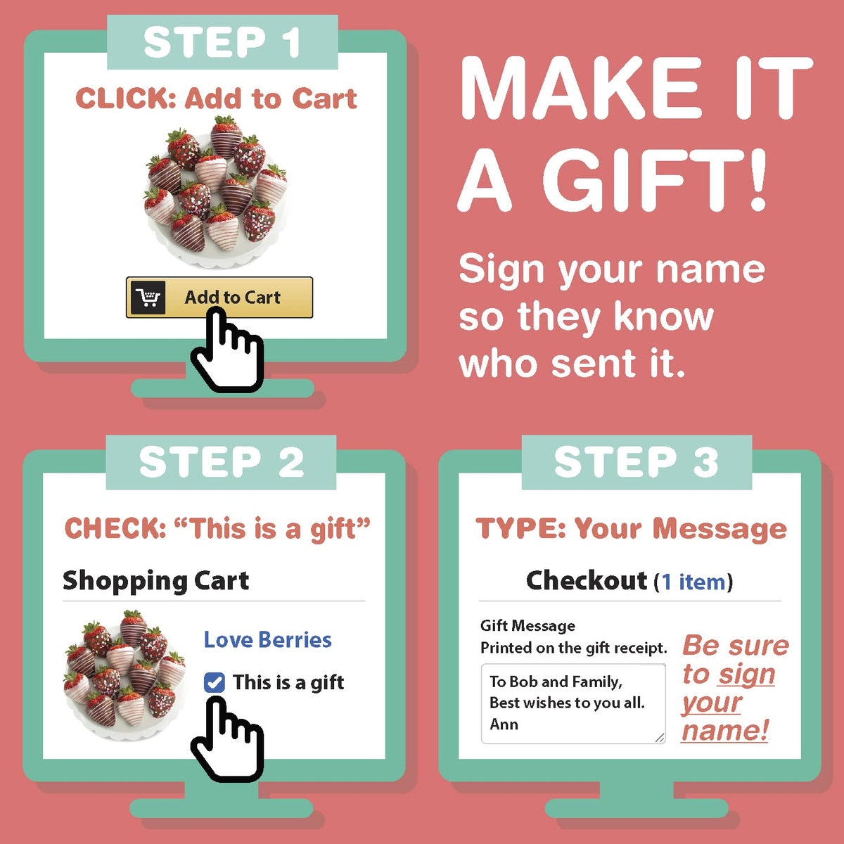A Gift Inside 18 Berry Bites: Milk, Dark & White Chocolate Covered Strawberries (Fun Size)