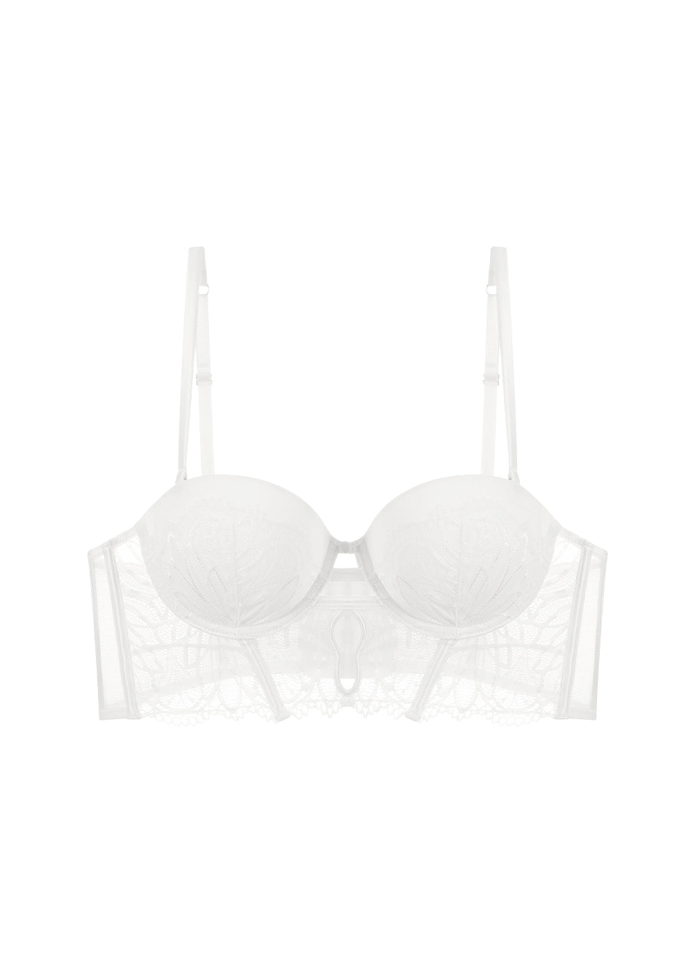 ABIGAIL Lace Balconette Demi Long Bra With Molded Cup