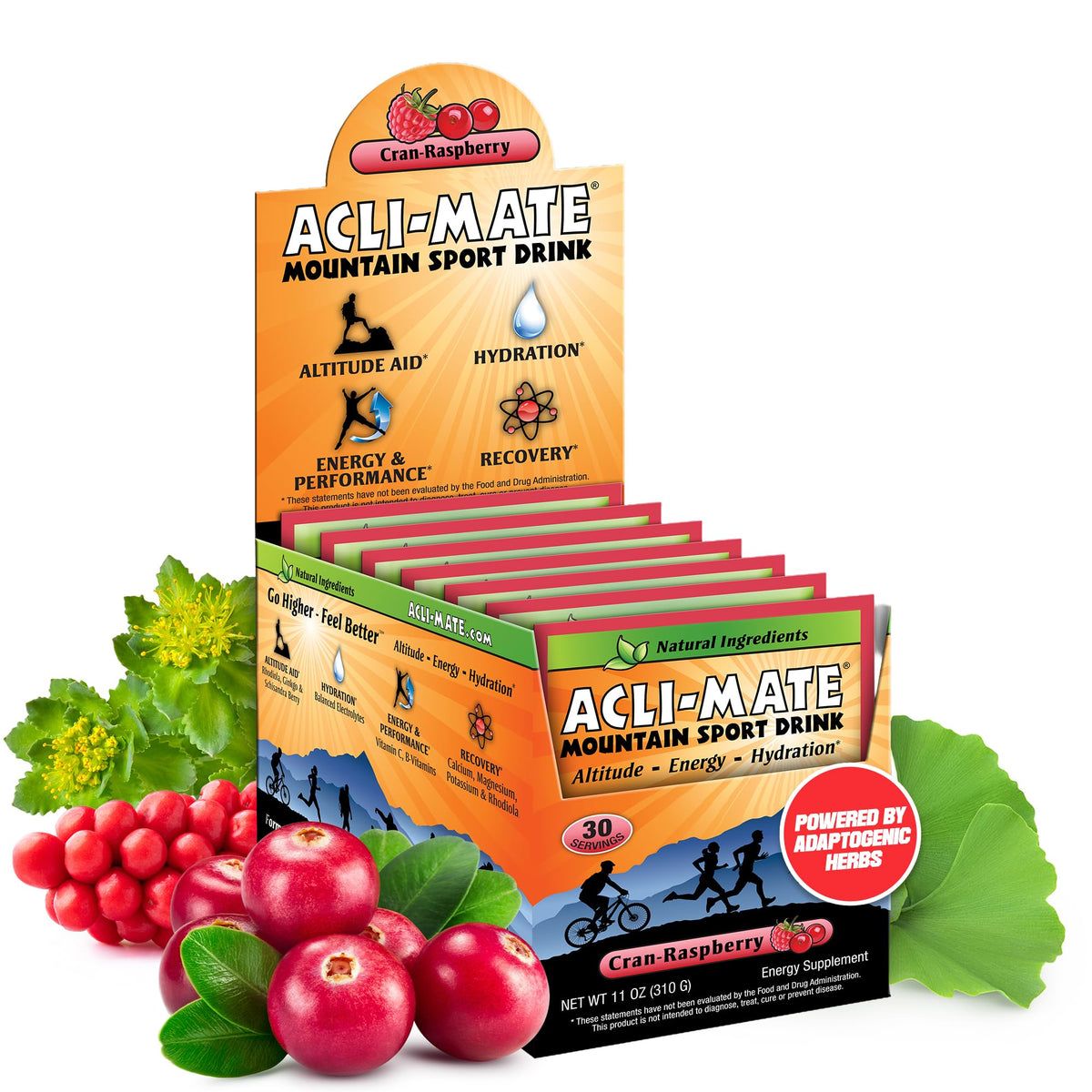 Acli-Mate Mountain Sport Drink Mix — High Altitude Hydration & Energy (Cranraspberry)
