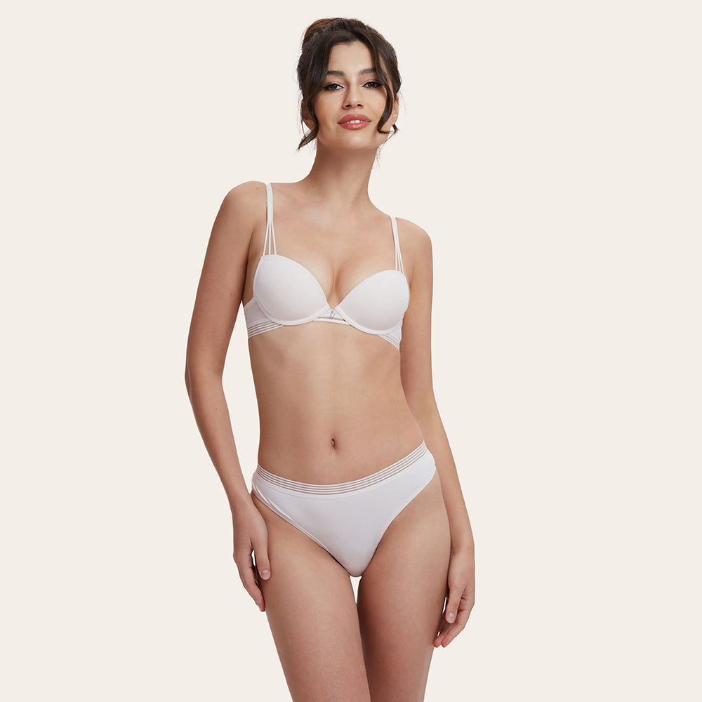 ADAH Pink Push-Up T-shirt Molded Demi Bra with Convertible Straps