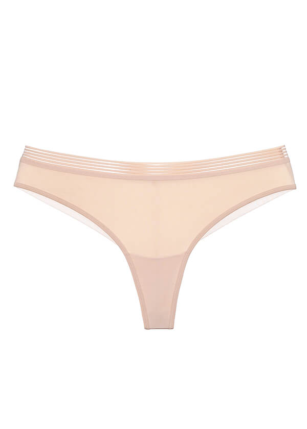ADAH Nude Casual Cute Micro and Mesh Tanga Panties