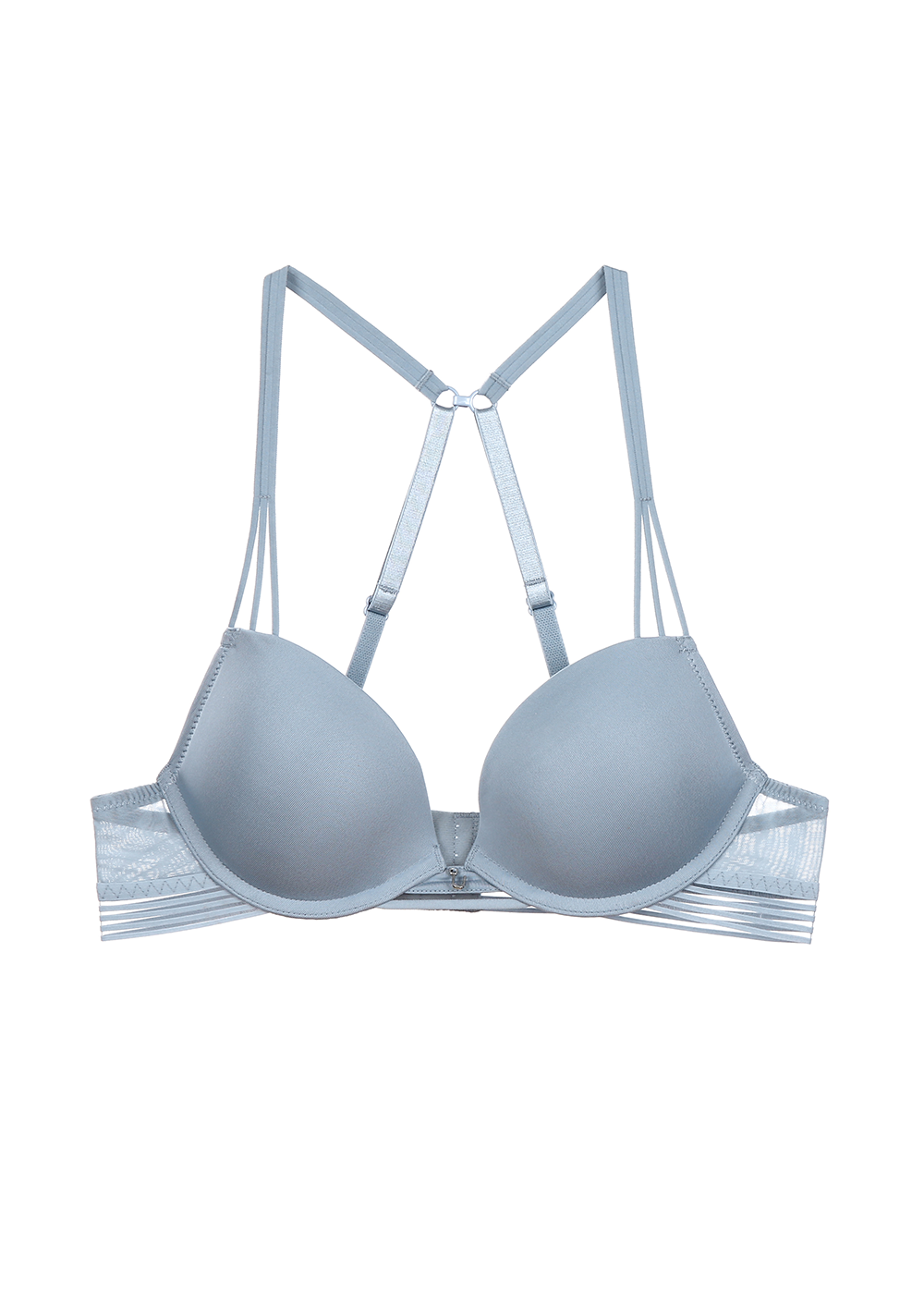 ADAH Blue Push-Up T-shirt Molded Demi Bra with Convertible Straps