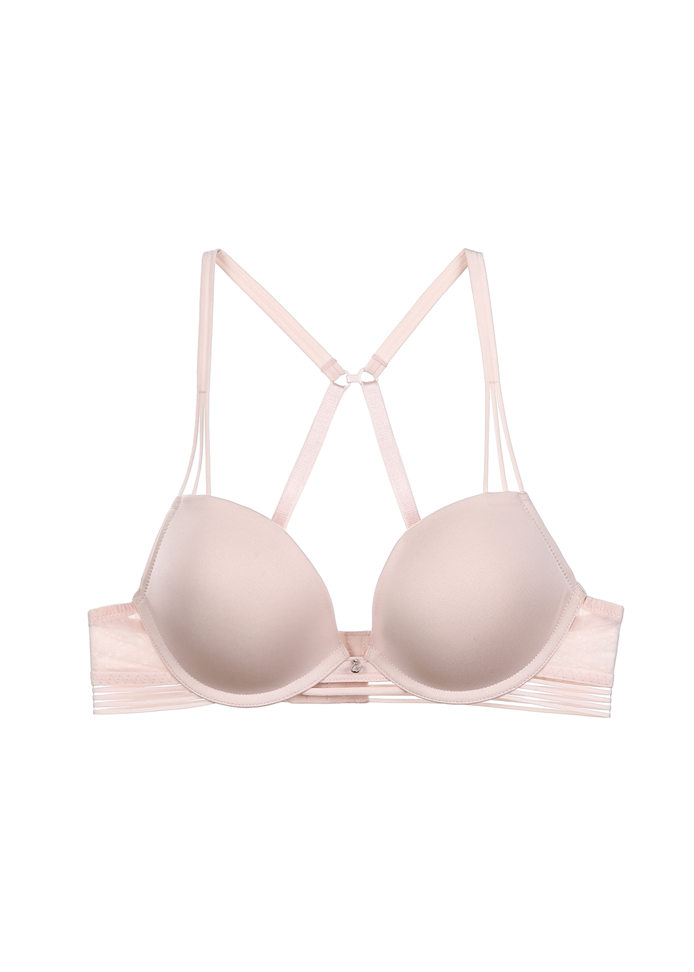 ADAH Pink Push-Up T-shirt Molded Demi Bra with Convertible Straps