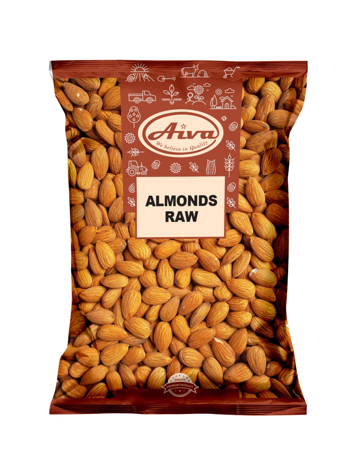 AIVA Natural Whole Raw Almonds, 5 lb – USA Grown, Raw, Skin-On, Unsalted