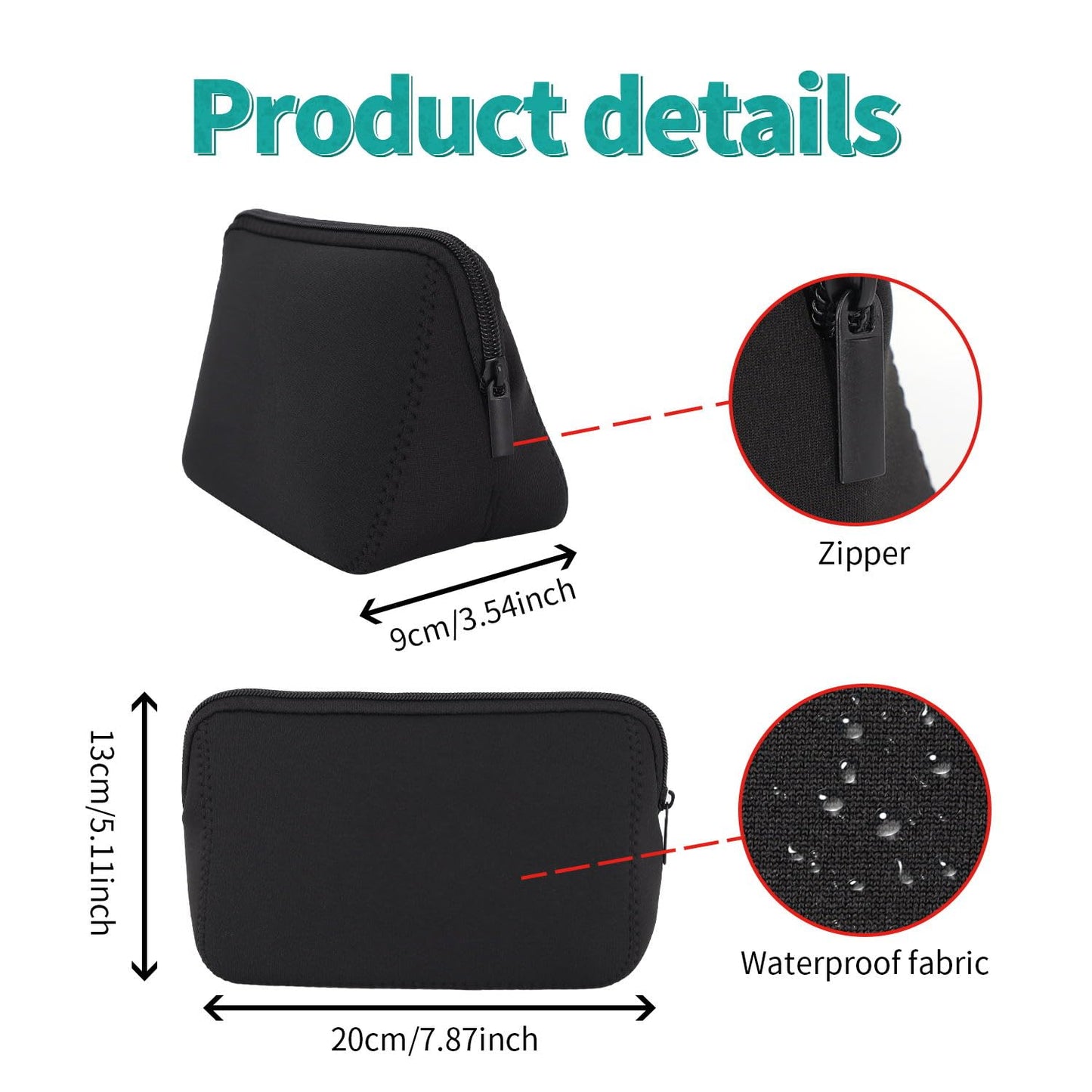 AJLTPA Waterproof Neoprene Cosmetic Bag, Black