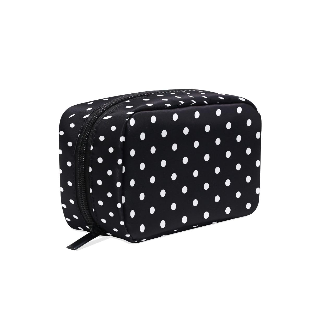 ALAZA Makeup Bag Cosmetic Bags for Women Small Zipper Pouch Travel Black Polka Dots Cosmetic Organizer Case Portable For Purse
