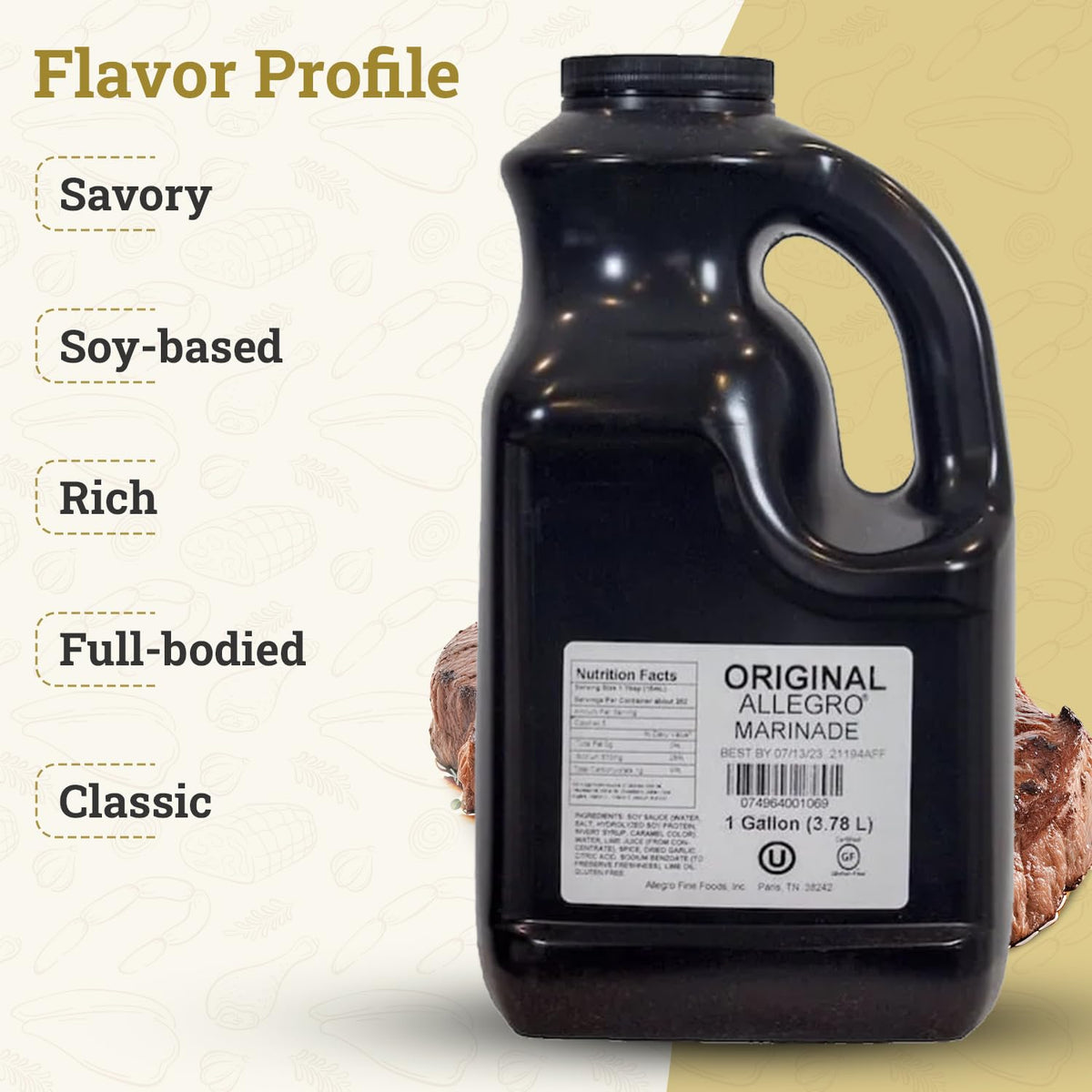 ALLEGRO Original Marinade – 128 Oz | Gluten-Free & Kosher | For Meat & Veggies
