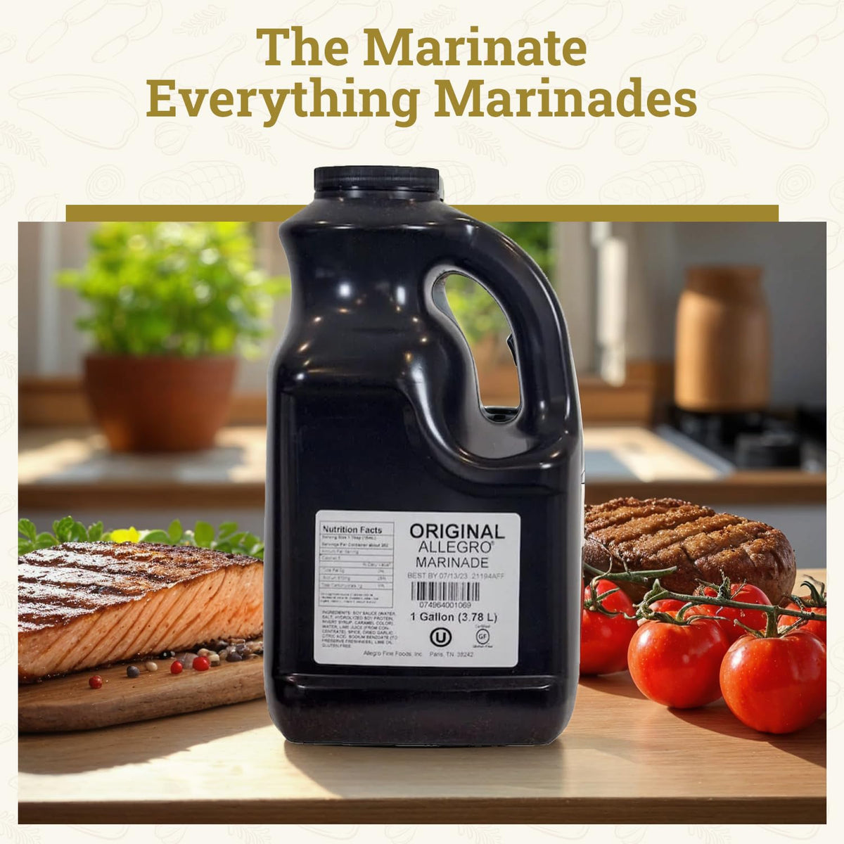 ALLEGRO Original Marinade – 128 Oz | Gluten-Free & Kosher | For Meat & Veggies