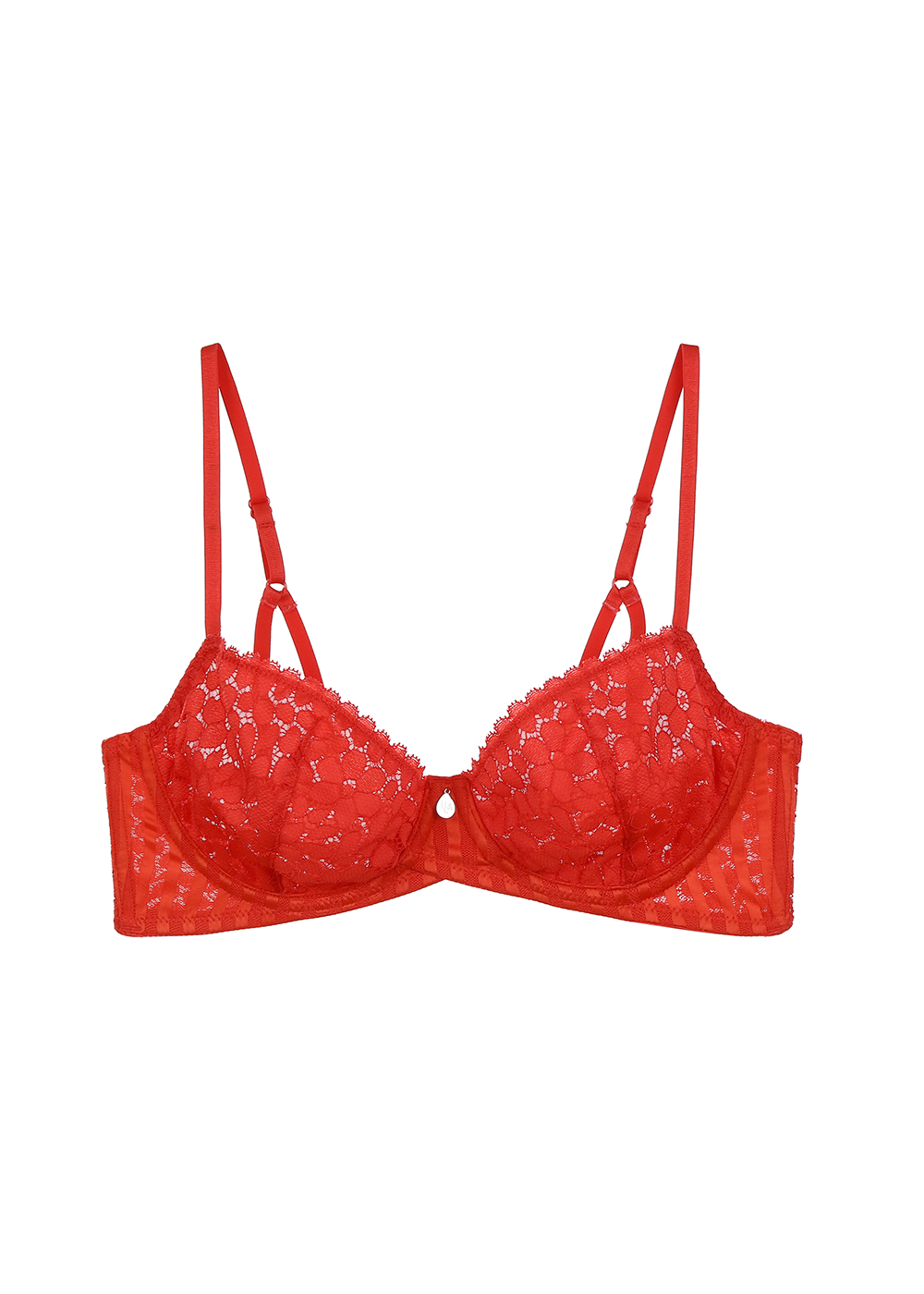 AMINA Plus Unlined Red Lace Bra