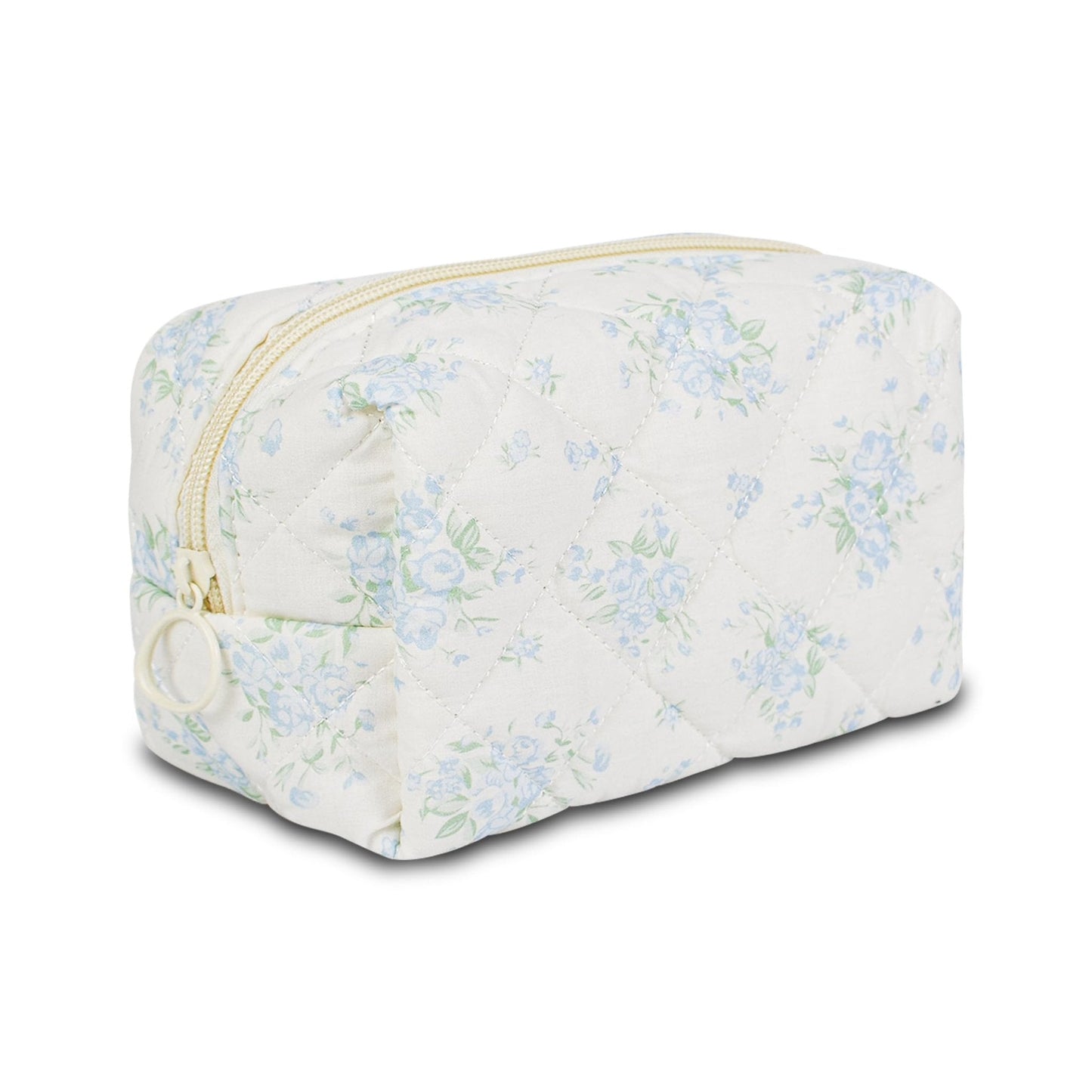 AMZMA Quilted Makeup Pouch,Cotton Puffy Makeup Bag, Coquette Cosmetic Bag for Women and Girls, Aesthetic Organizer Bag, Cute Flower Travel Toiletry Bag