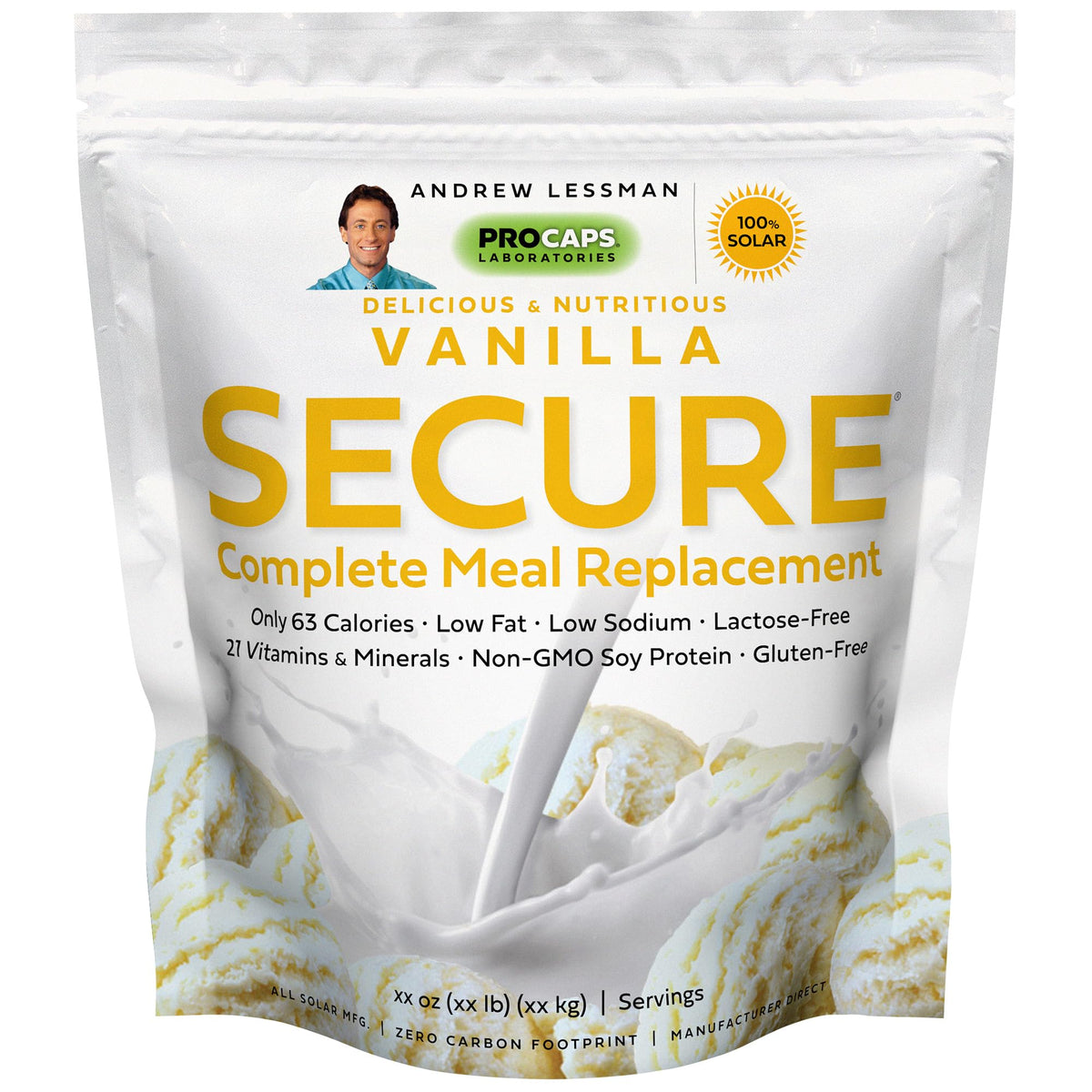 Andrew Lessman Secure Soy Complete Meal Replacement – Vanilla, 100 Servings, Low-Calorie & High-Protein