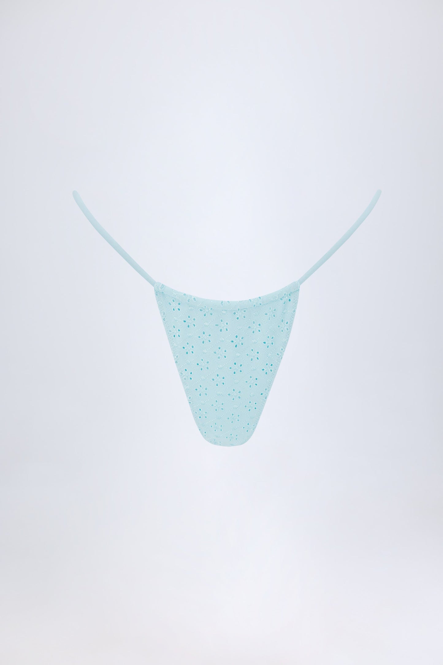 Broderie Anglaise Drawstring Bikini Bottoms in Powder Blue