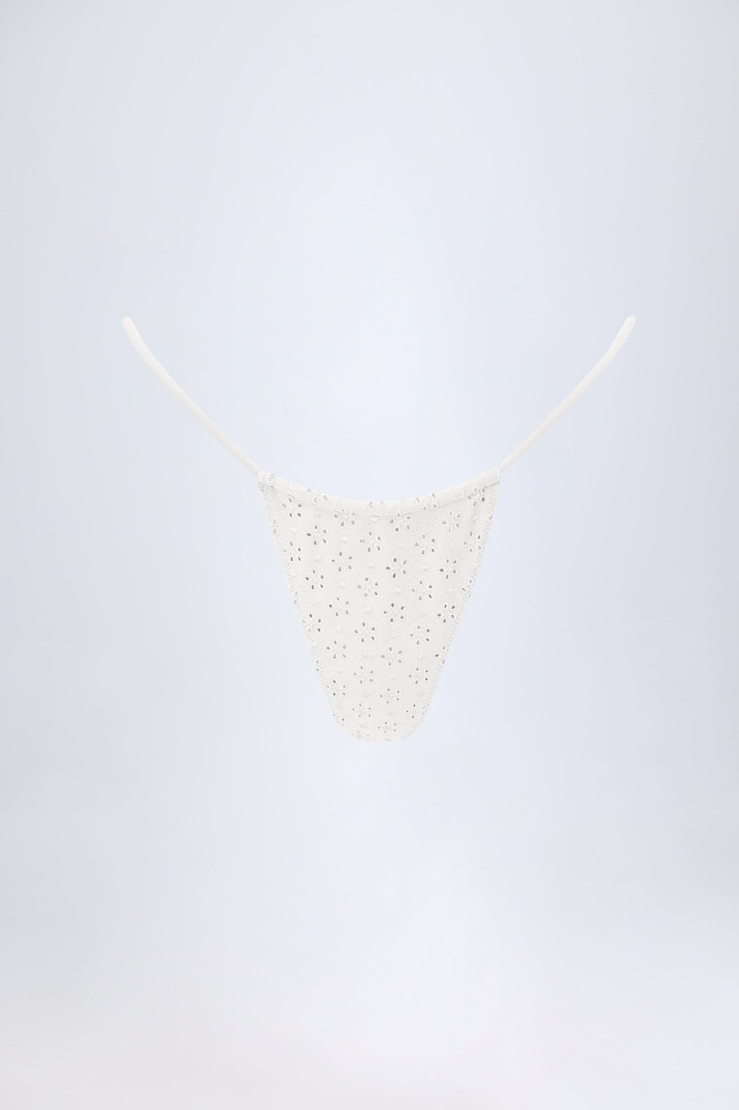 Broderie Anglaise Drawstring Bikini Bottoms in White