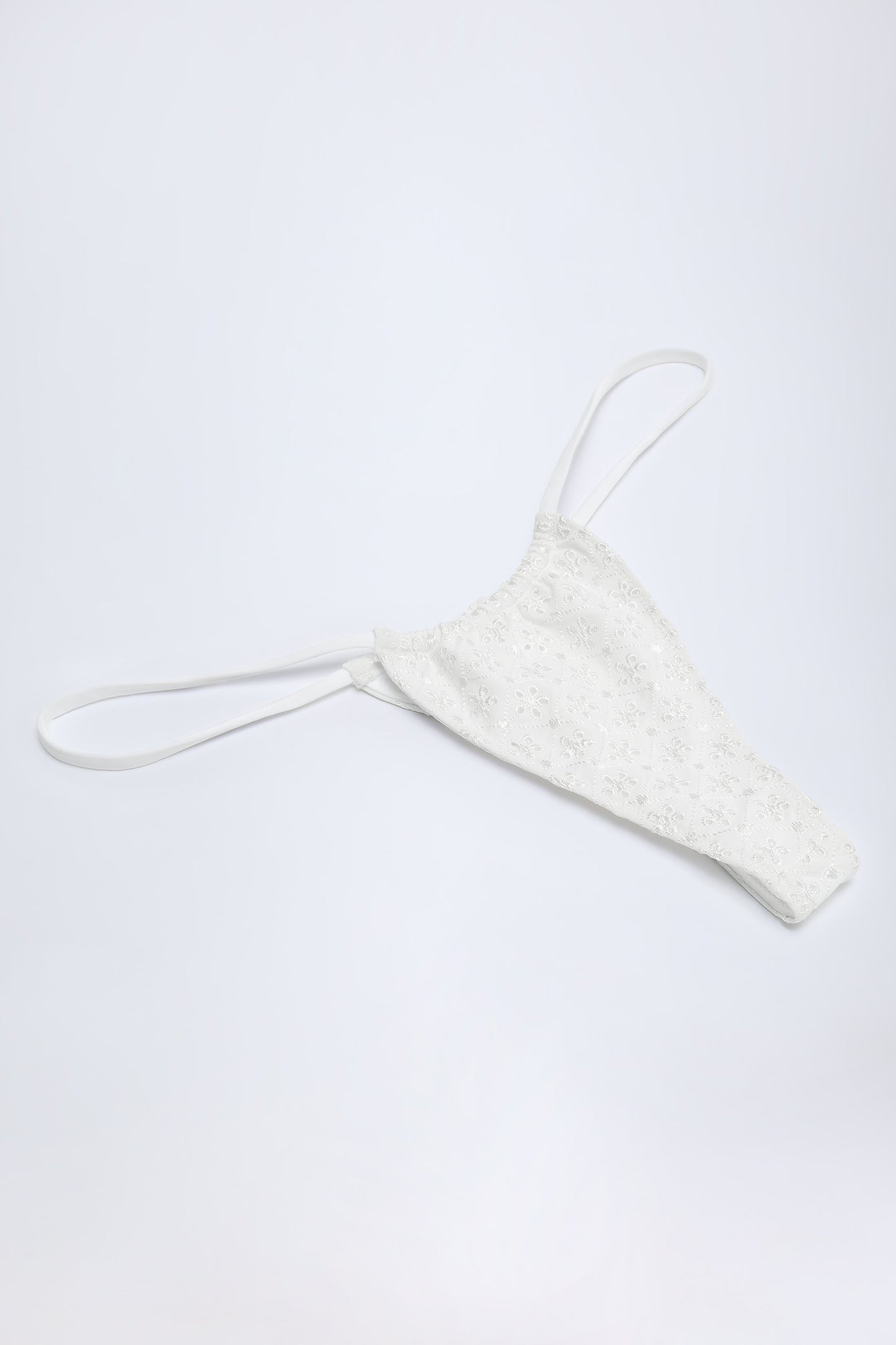 Broderie Anglaise Drawstring Bikini Bottoms in White