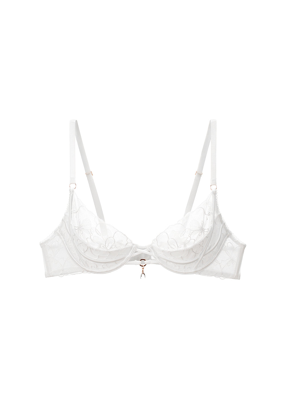 ANGELIA Floral Lace Underwired Unlined Half-Moon Soft Pads Demi Bra
