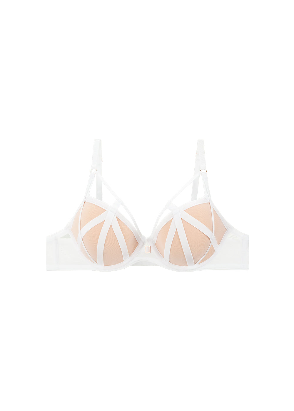 ANN White Push-Up Molded Mesh Demi Bra with Removable Pads