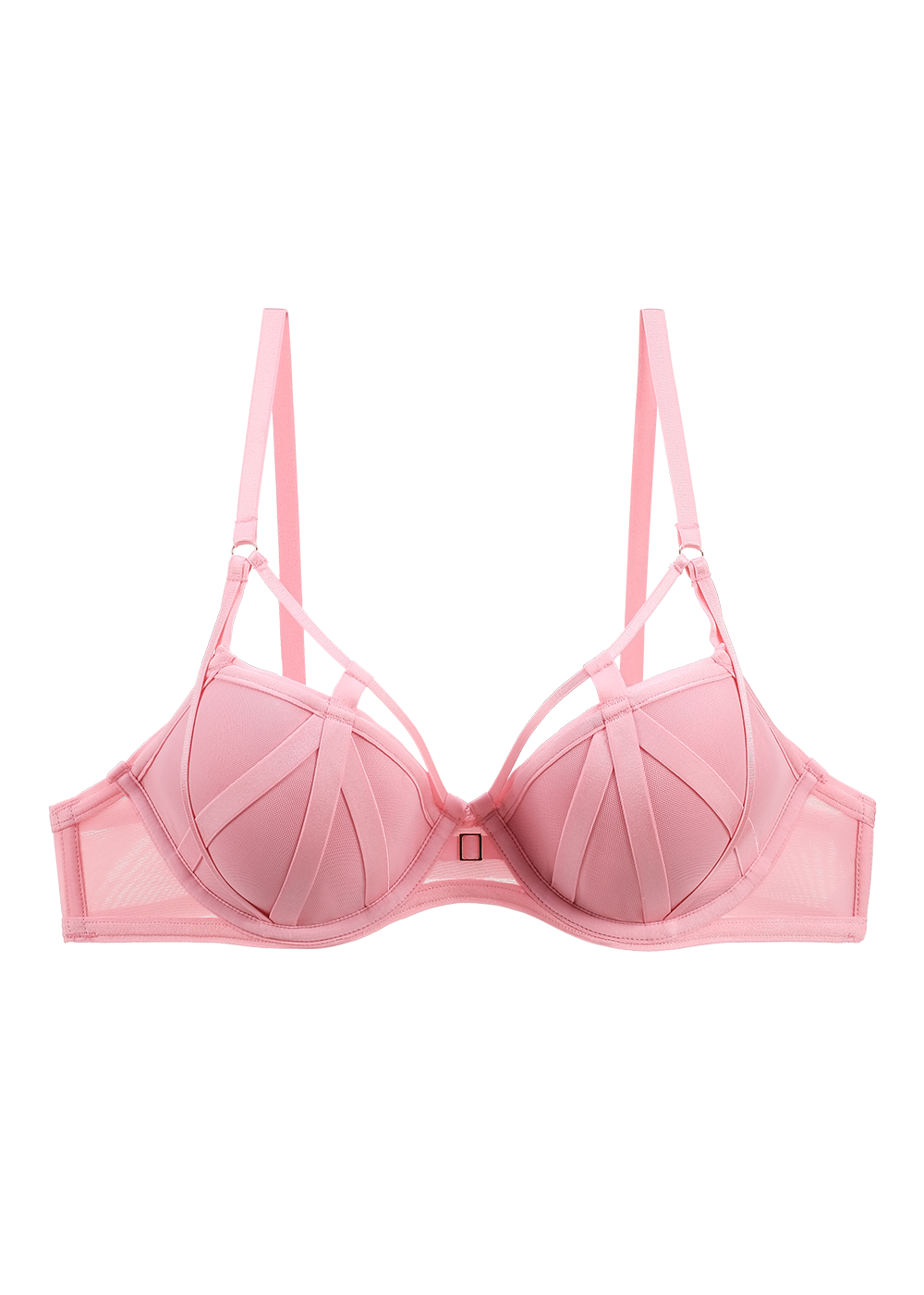 ANN Pink Push-Up Molded Mesh Demi Bra with Removable Pads
