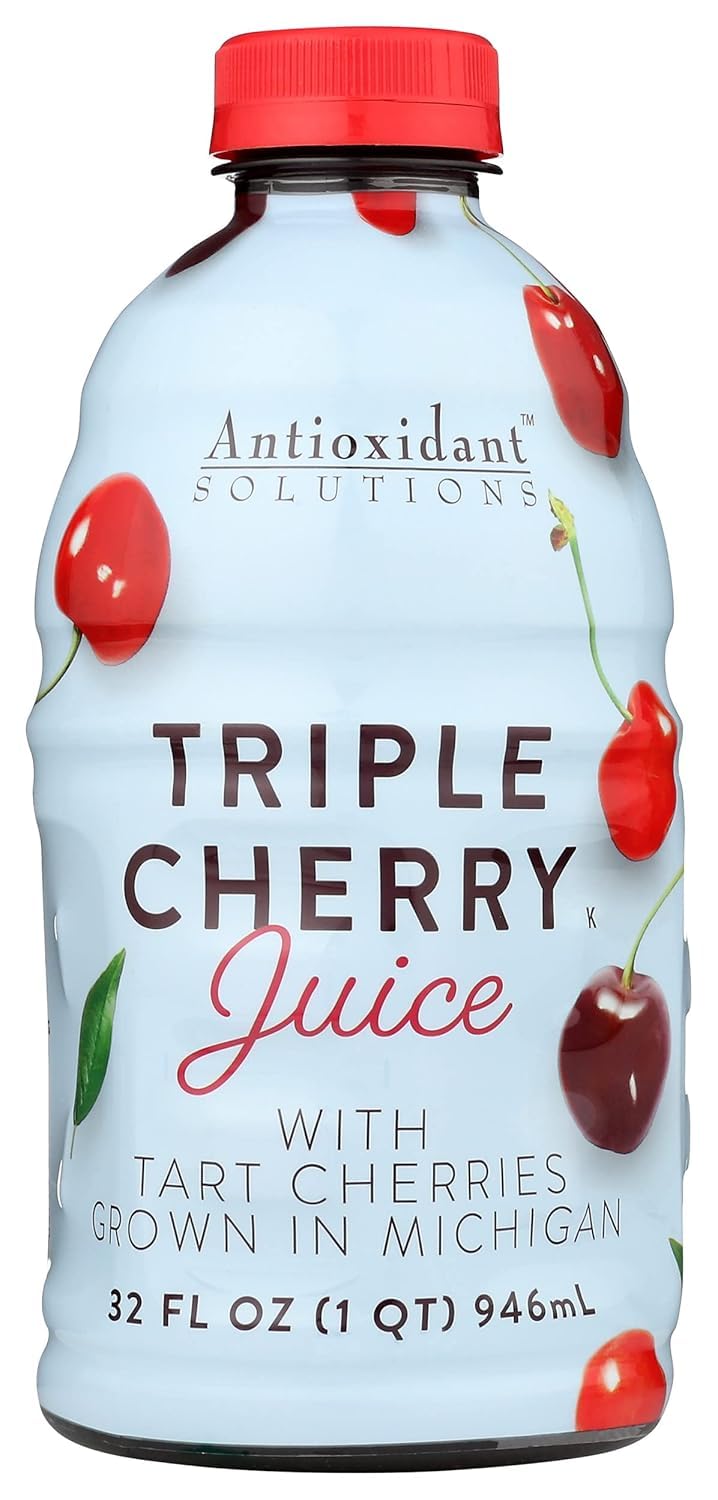 Antioxidant Solutions 100% Triple Cherry Juice – No Added Sugar, High Antioxidants, 32 oz Bottles (6-Pack)