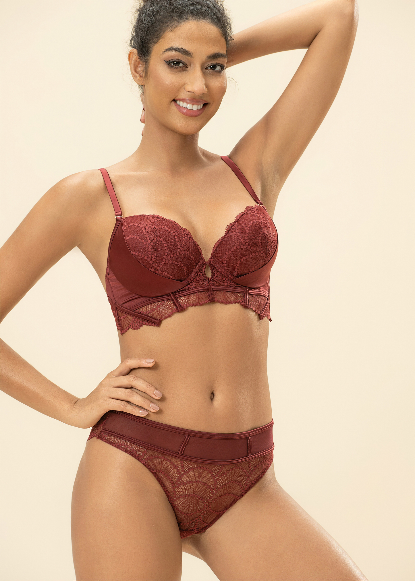 ANYA Bronte Red Lace Bra & Plus Panty Set