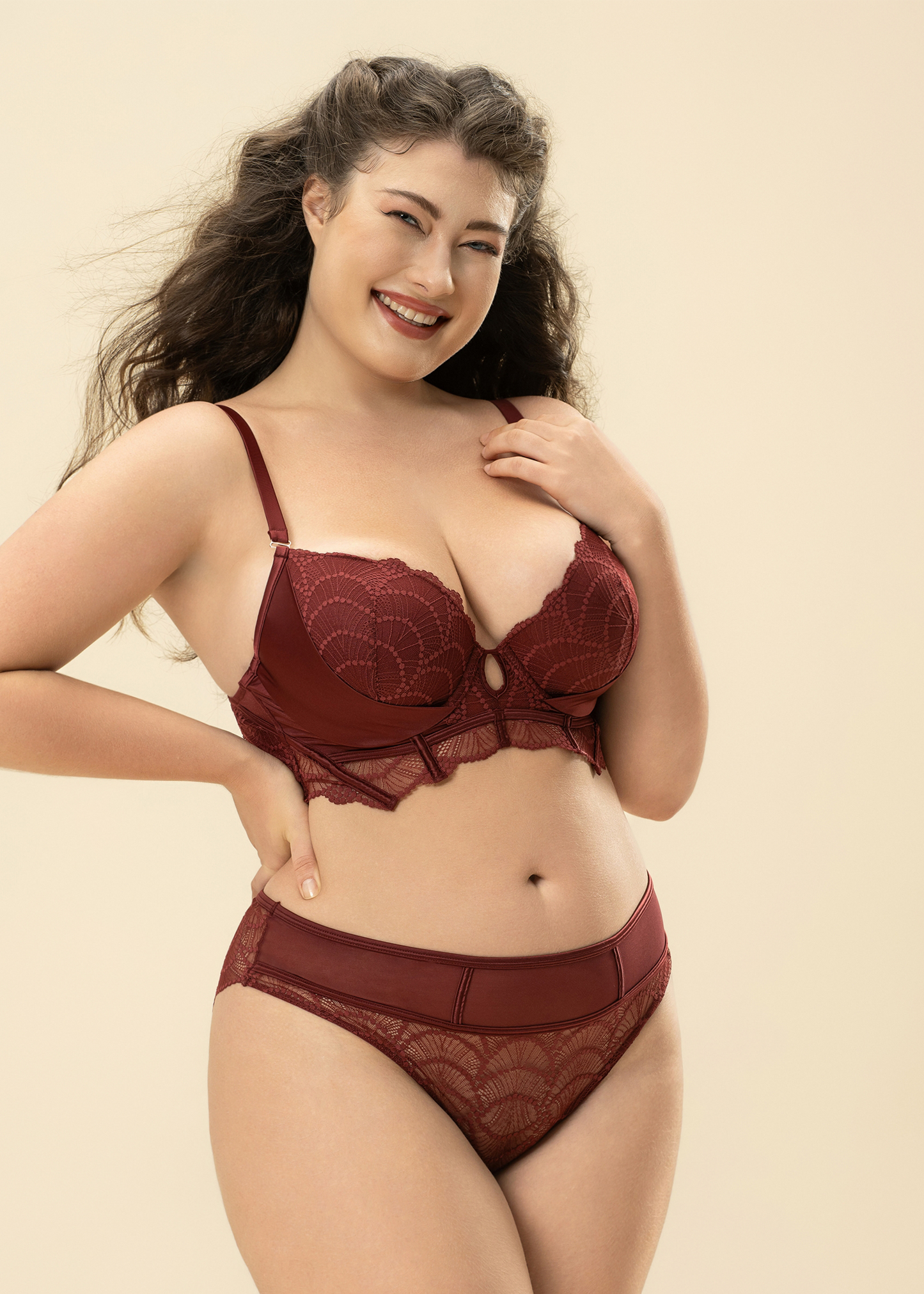 ANYA Plus Bronte Red Lace Brief Panties