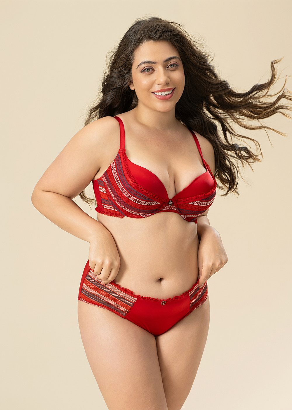 ASHLEY Plus Red Mesh Boyshort Panties