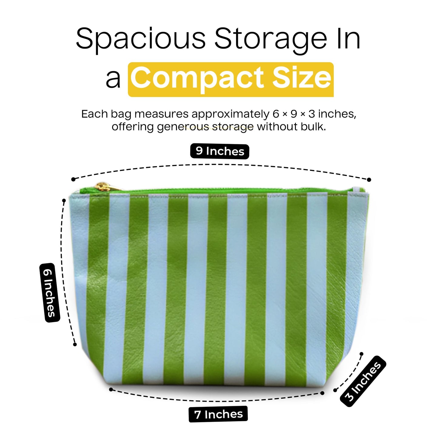 Aspen Lane Preppy Stripe Crinkle Makeup Bag Set of 5 Travel Cosmetic Bags