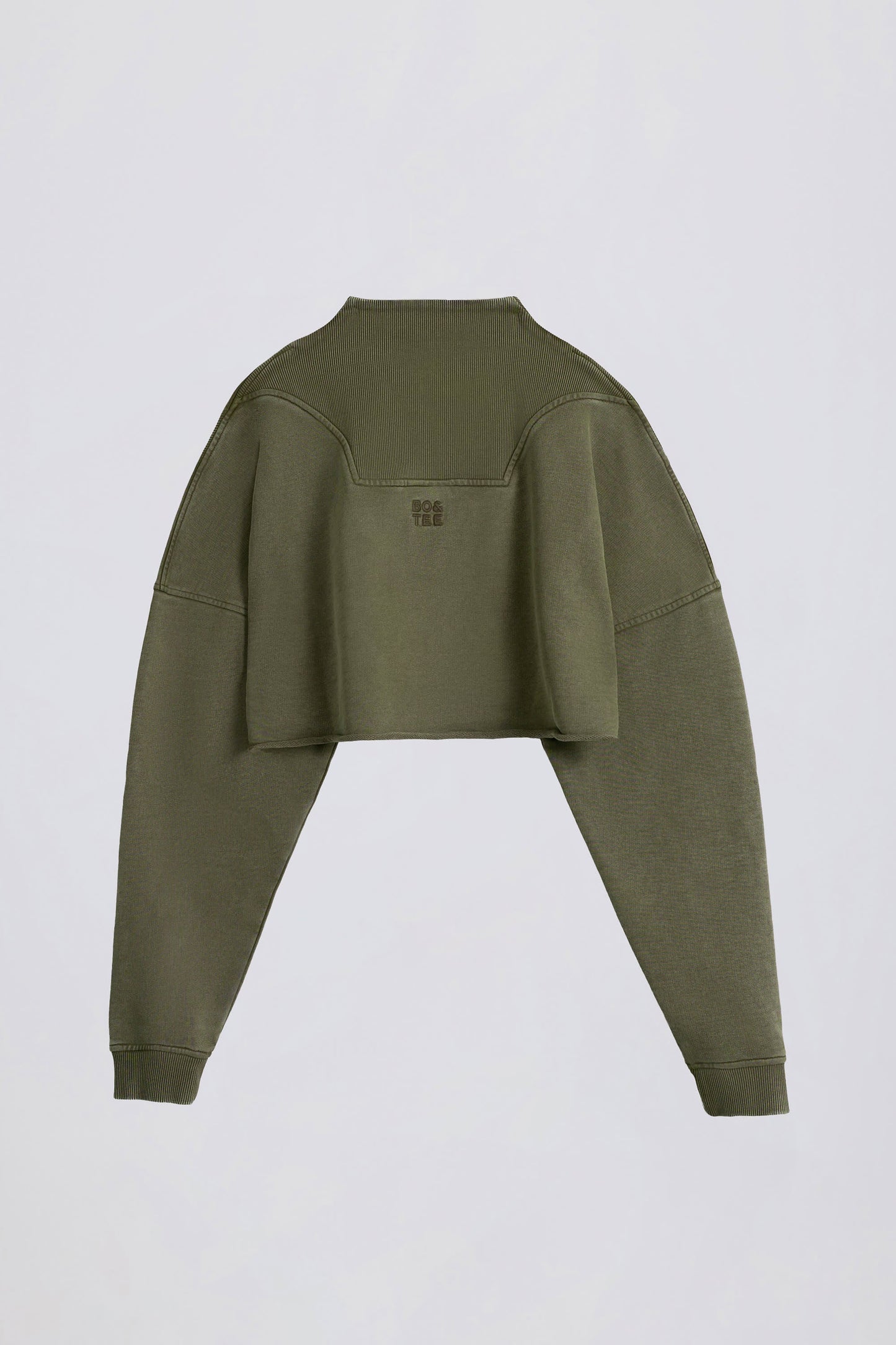 Cotton Jersey Acid Wash Cropped Sweatshirt in Light Green