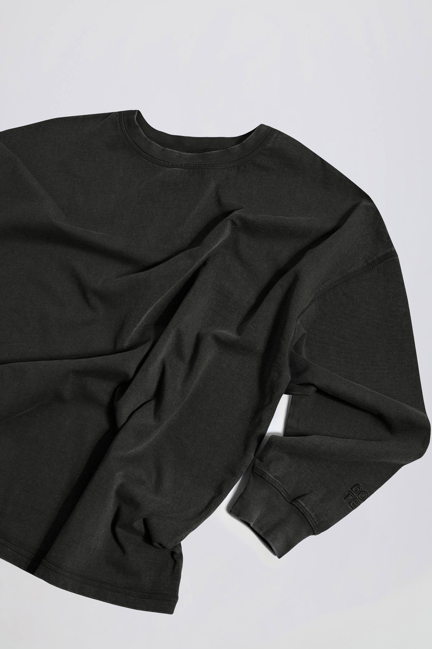 Acid Wash Long-Sleeve Oversized T-Shirt in Ash