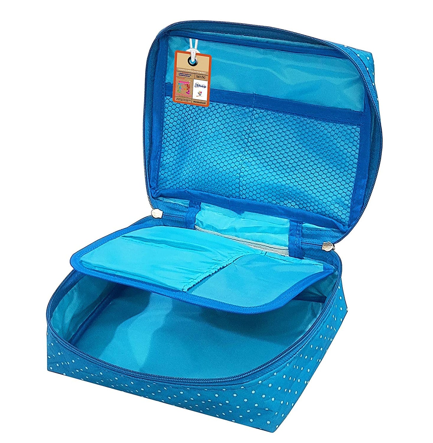 atorakushon Travel Makeup Train Case Cosmetic Organizer Portable Artist Storage Bag Zipper Pouch with Adjustable Divider for Women Girls Gifts Water-Resistant Daily Storage Organzier (Sky Blue)