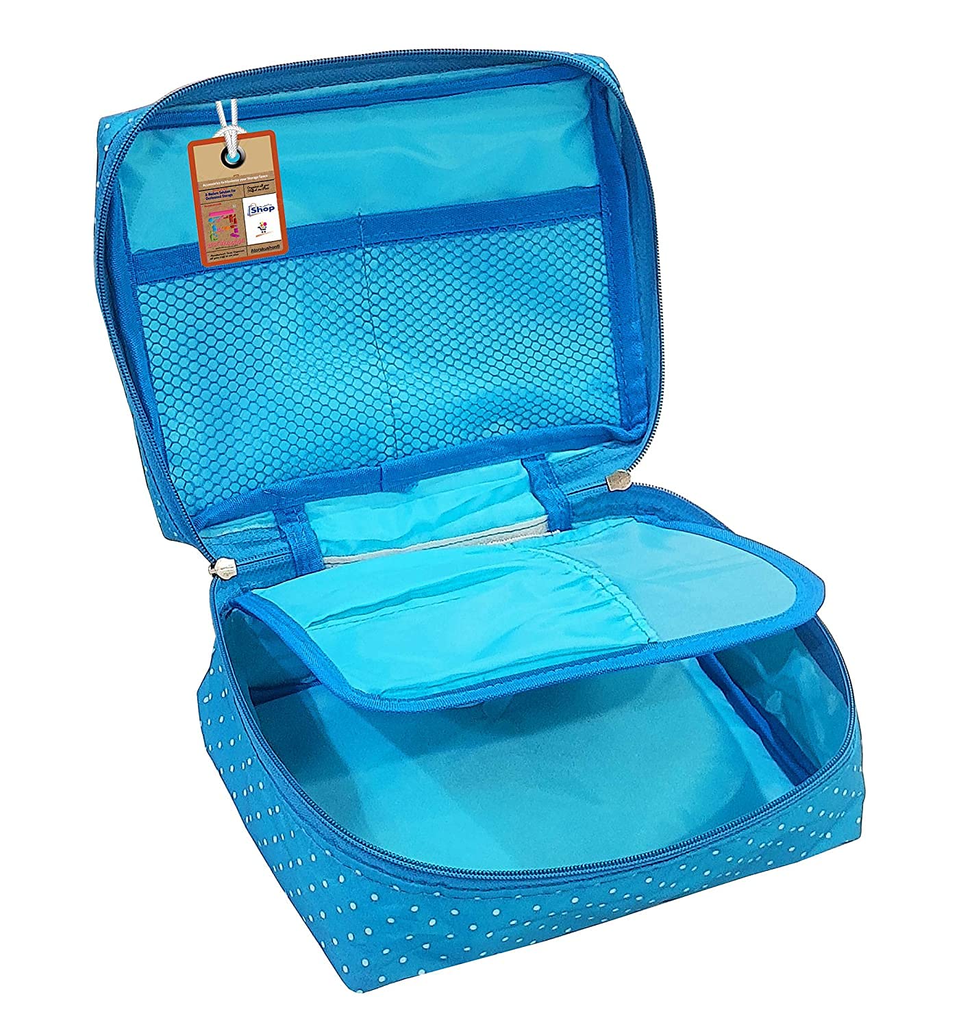 atorakushon Travel Makeup Train Case Cosmetic Organizer Portable Artist Storage Bag Zipper Pouch with Adjustable Divider for Women Girls Gifts Water-Resistant Daily Storage Organzier (Sky Blue)