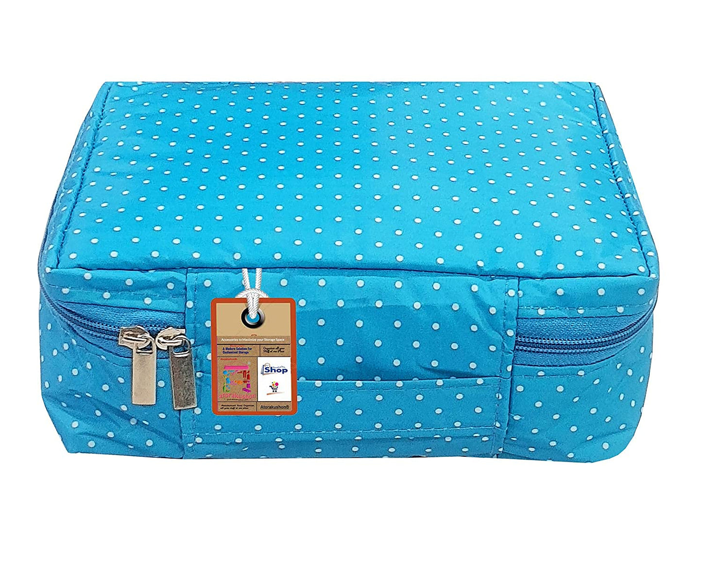 atorakushon Travel Makeup Train Case Cosmetic Organizer Portable Artist Storage Bag Zipper Pouch with Adjustable Divider for Women Girls Gifts Water-Resistant Daily Storage Organzier (Sky Blue)
