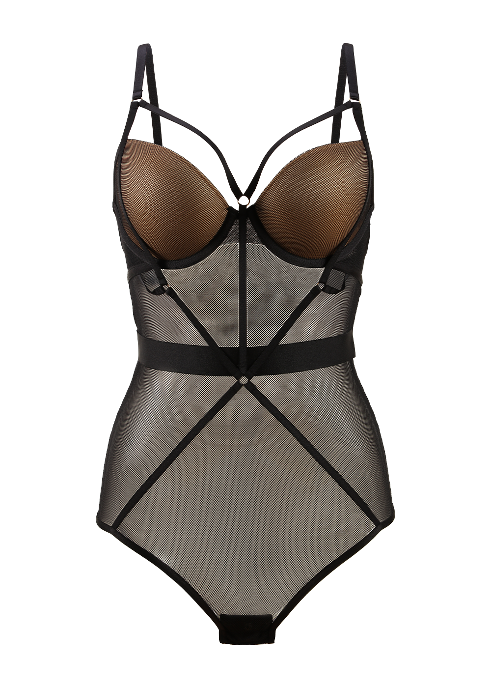 AUDREY Sexy Black Mesh Bodysuit