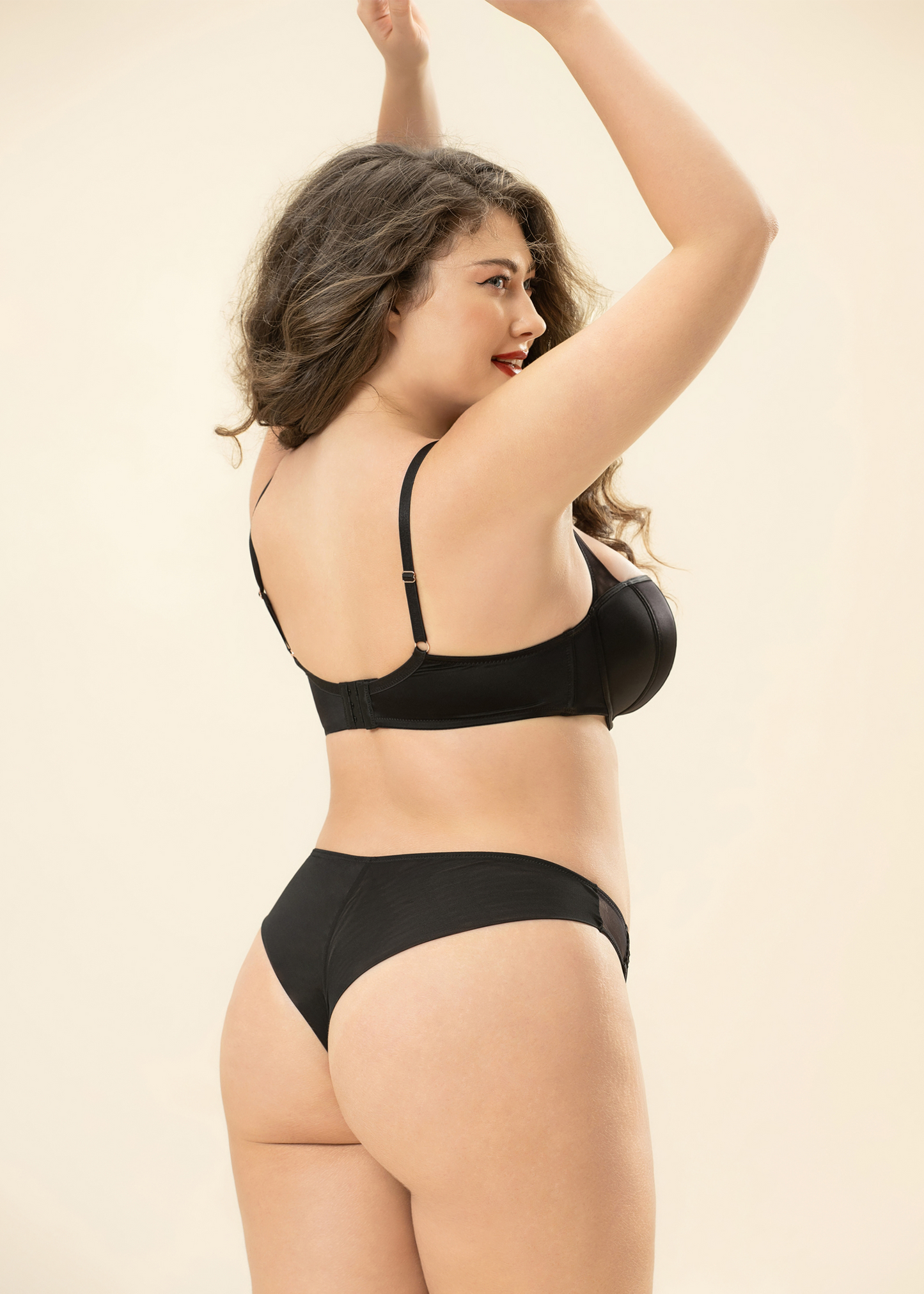 AVA Plus Sexy Black Mesh Tanga Panties