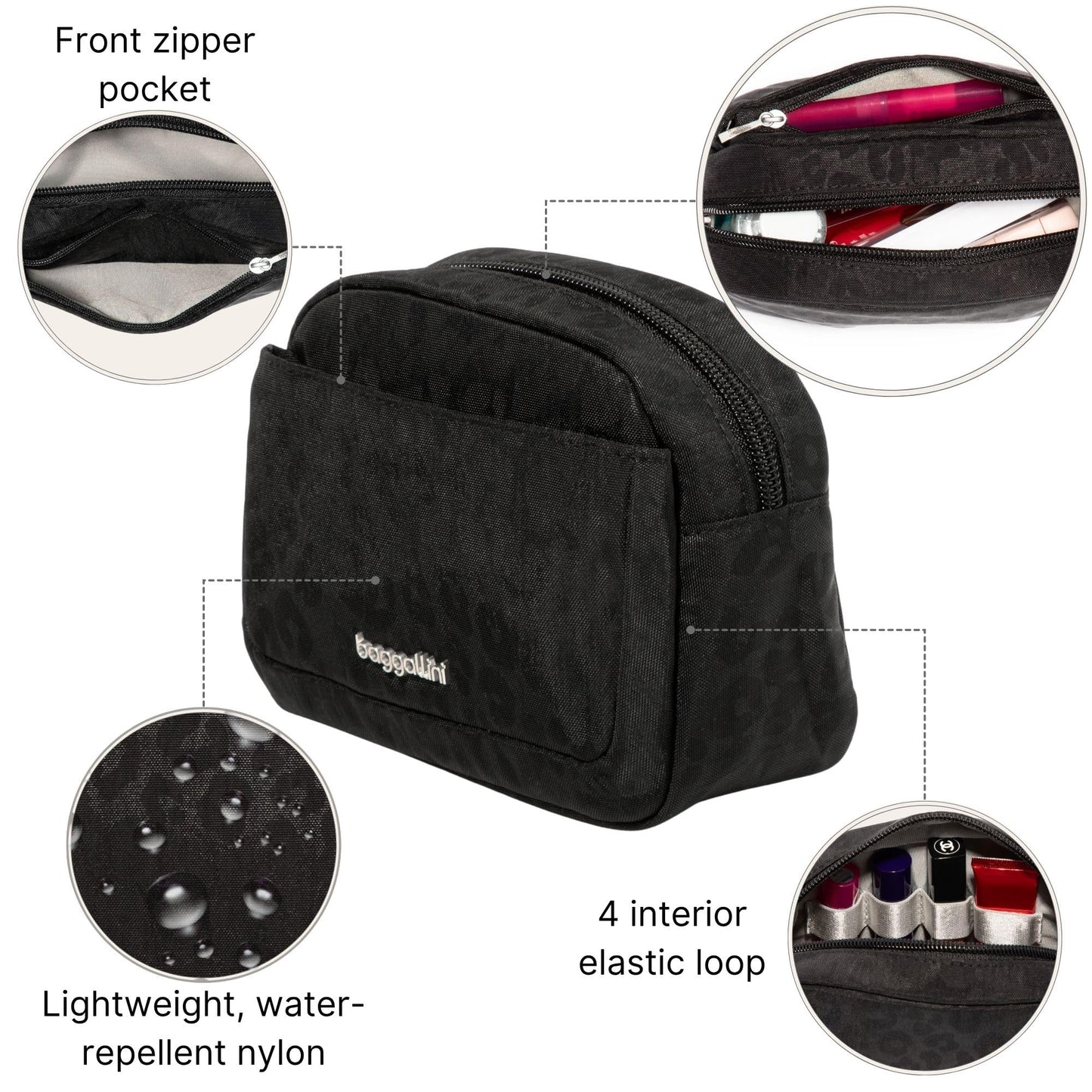 Baggallini Small Cosmetic Pocket - Lightweight 6x4 Inch Makeup Bag - Travel Essentials Makeup Organizer