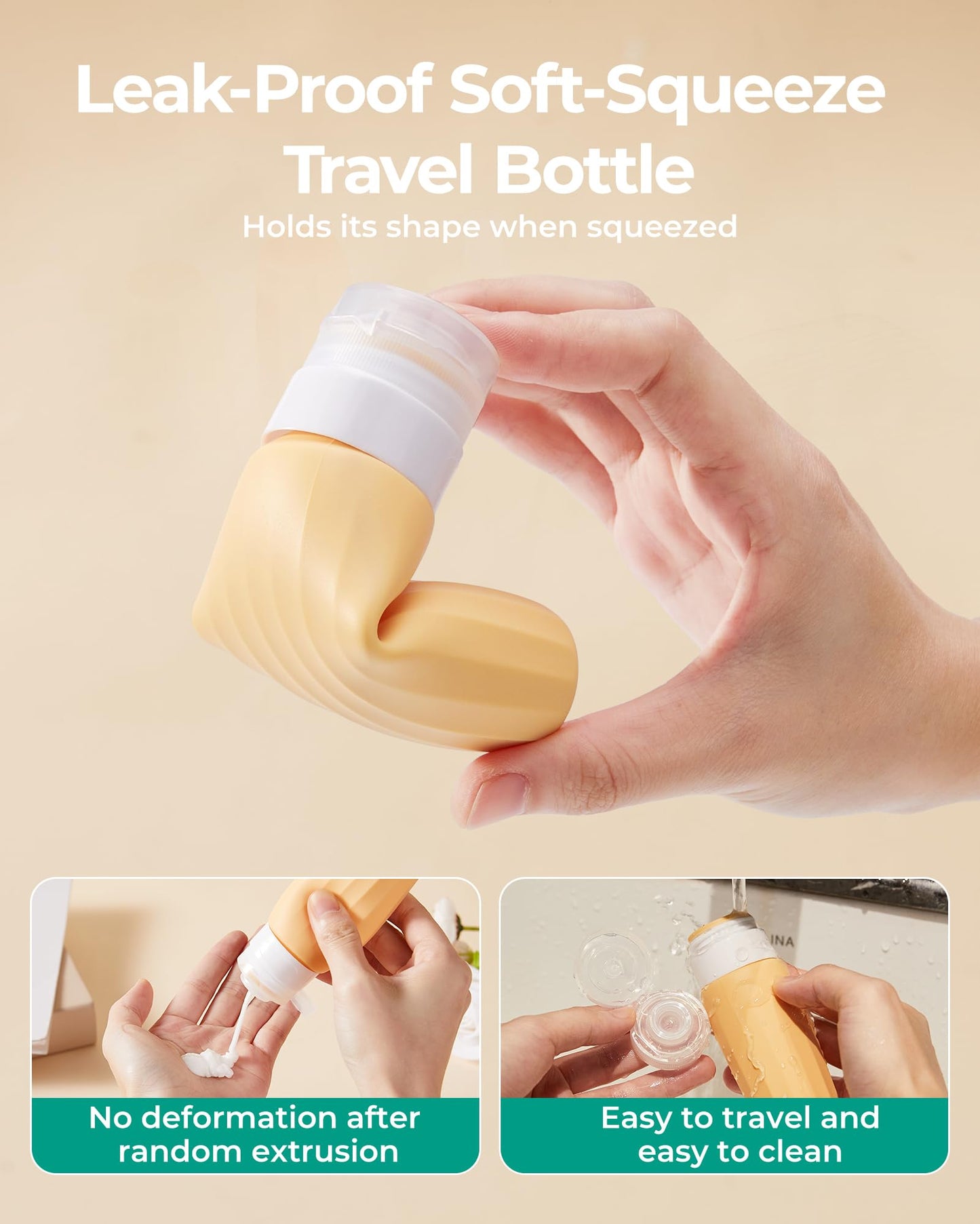 BAGSMART 18 Pack TSA Approved Travel Bottles for Toiletries, Leak Proof Silicone Travel Size Containers Bottles for Shampoo, Purple