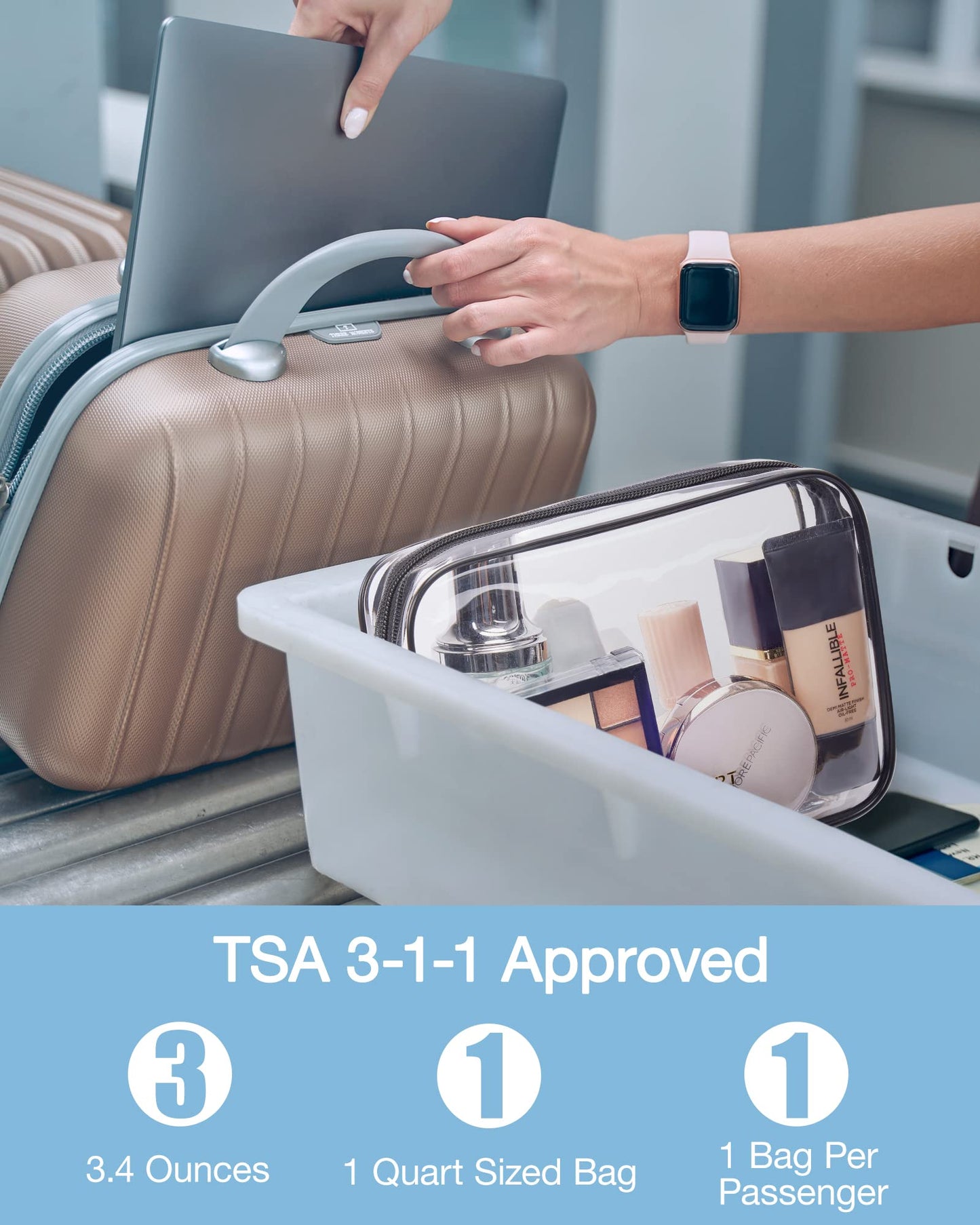 BAGSMART Clear Toiletry Bag 2-Pack TSA Approved Water-Repellent, Black